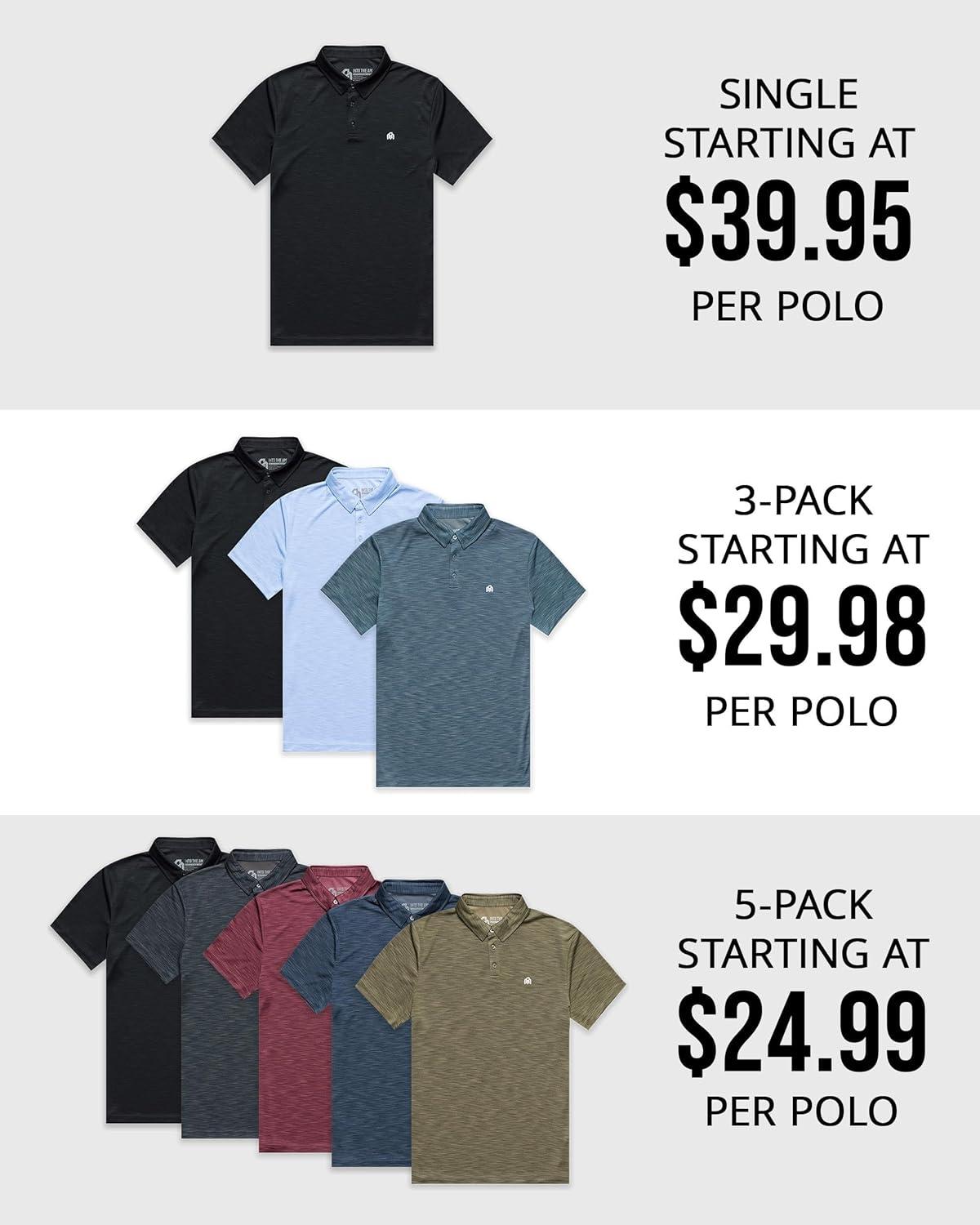 imageINTO THE AM Performance Dri Fit Polo Shirts for Men S4XL Quick Dry Moisture Wicking Athletic Sport Collar Work ShirtsSingle Branded Indigo