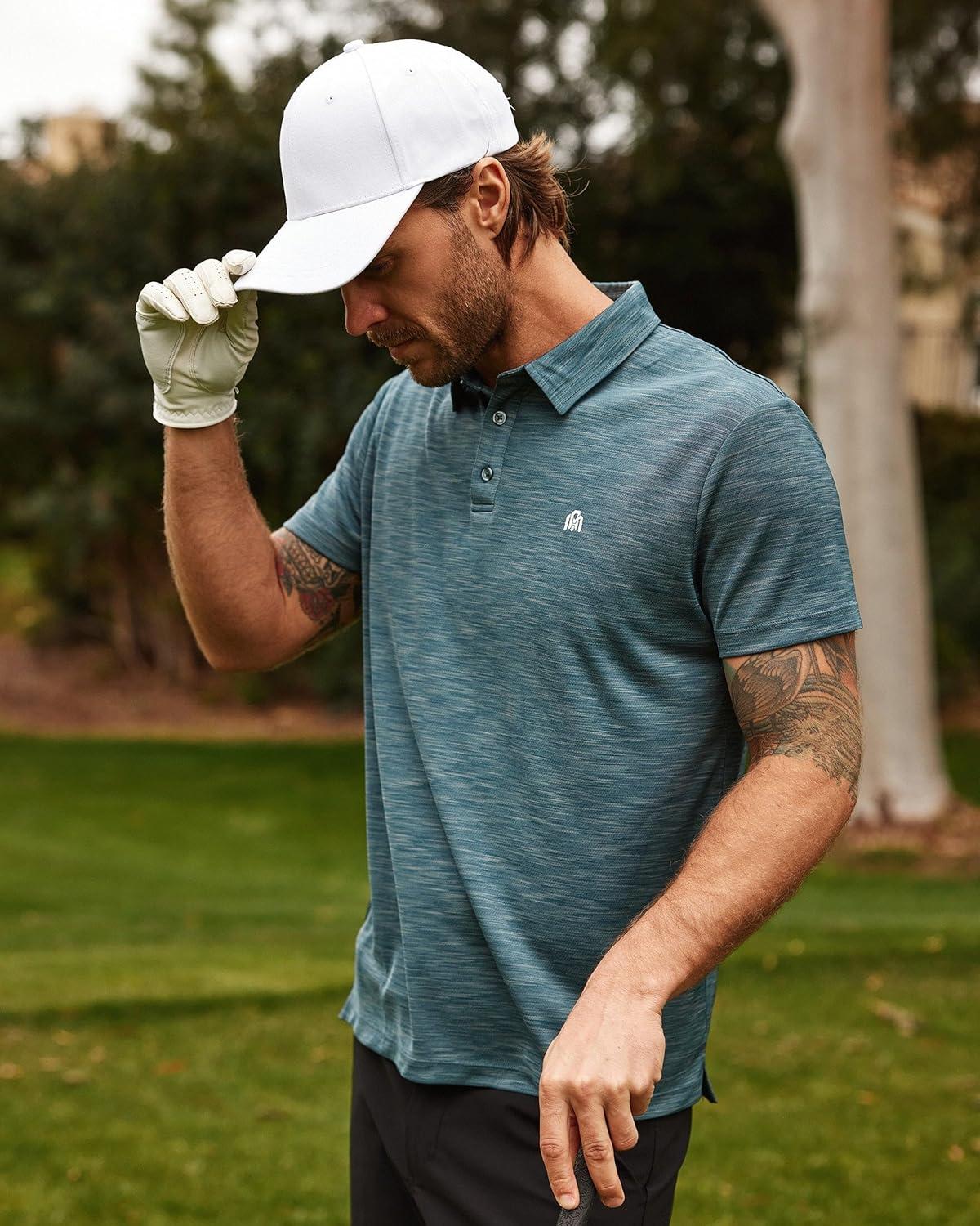 imageINTO THE AM Performance Dri Fit Polo Shirts for Men S4XL Quick Dry Moisture Wicking Athletic Sport Collar Work ShirtsSingle Branded Indigo