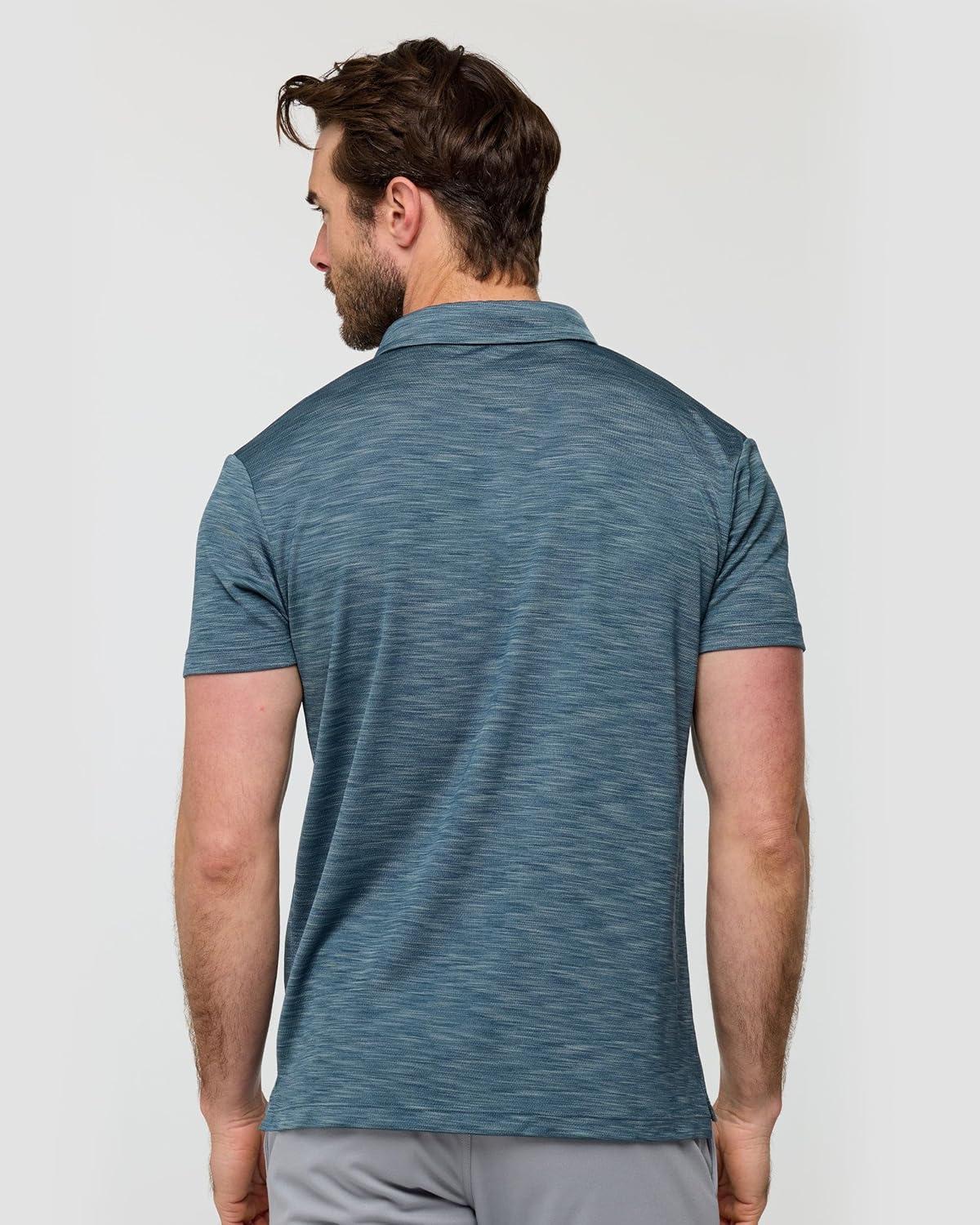 imageINTO THE AM Performance Dri Fit Polo Shirts for Men S4XL Quick Dry Moisture Wicking Athletic Sport Collar Work ShirtsSingle Branded Indigo