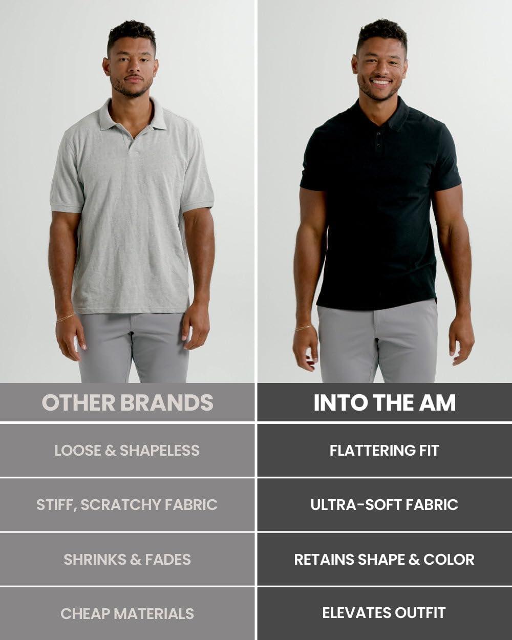 imageINTO THE AM Polo Shirts for Men Soft Cotton Slim Fit Short Sleeve Collared Shirt Men S 4XL Fitted PolosPack of 3 Nonbranded BlackCharcoalIndigo