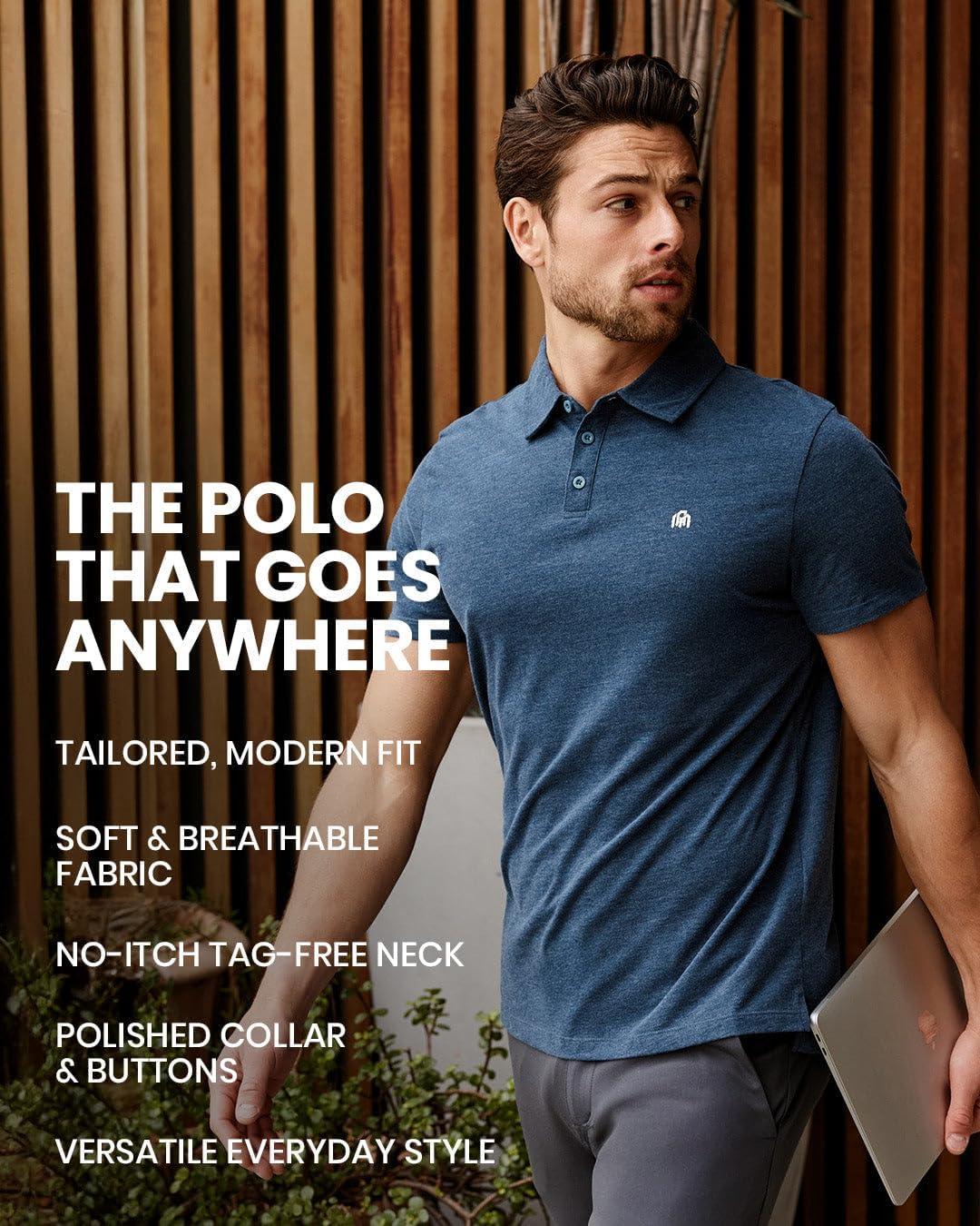 imageINTO THE AM Polo Shirts for Men Soft Cotton Slim Fit Short Sleeve Collared Shirt Men S 4XL Fitted PolosSingle a Nonbranded White