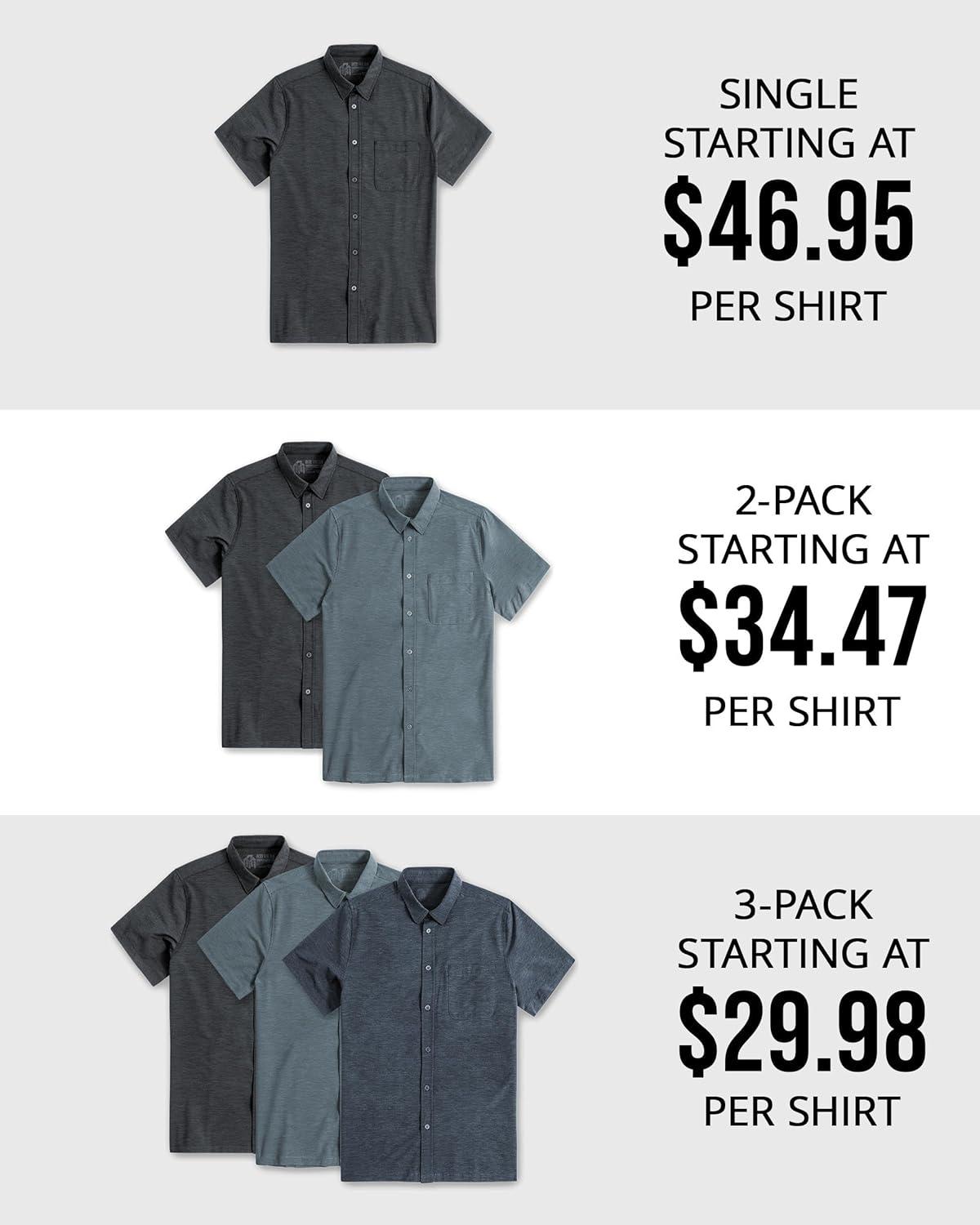 imageINTO THE AM Short Sleeve Button Down Shirts for Men S 4XL Slim Fit Stretch Mens Button Up Shirt Business Casual Dress ShirtSingle Nonbranded Beige