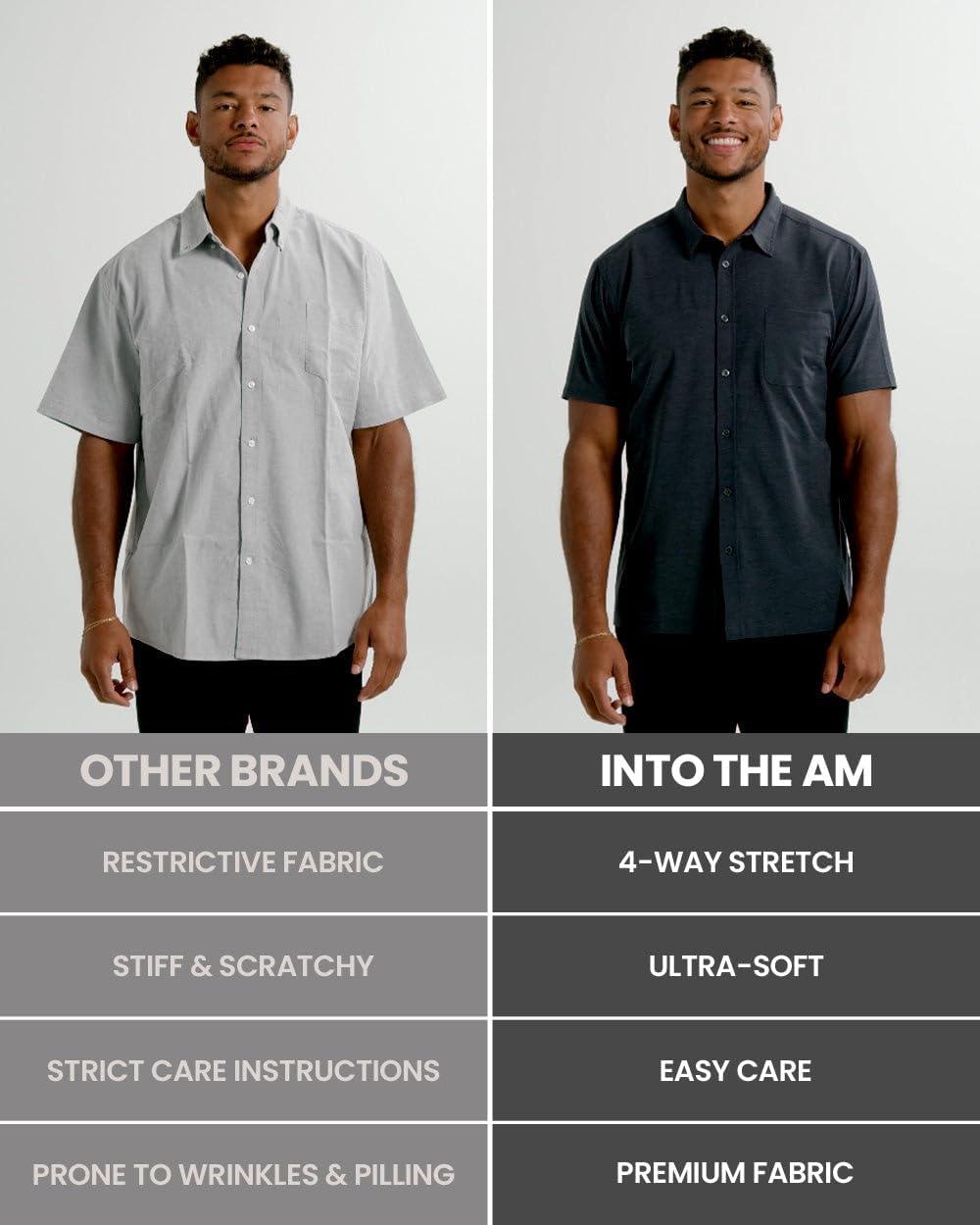 imageINTO THE AM Short Sleeve Button Down Shirts for Men S 4XL Slim Fit Stretch Mens Button Up Shirt Business Casual Dress ShirtSingle Nonbranded Olive Green