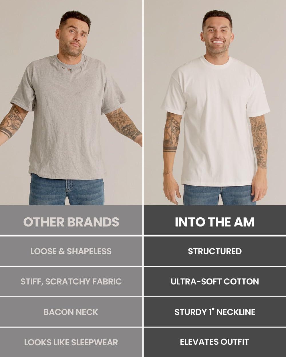 imageINTO THE AM Heavyweight T Shirts for Men S 3XL Boxy Oversized 100 Cotton Thick Heavy Weight Tshirts Mens TeesNavy
