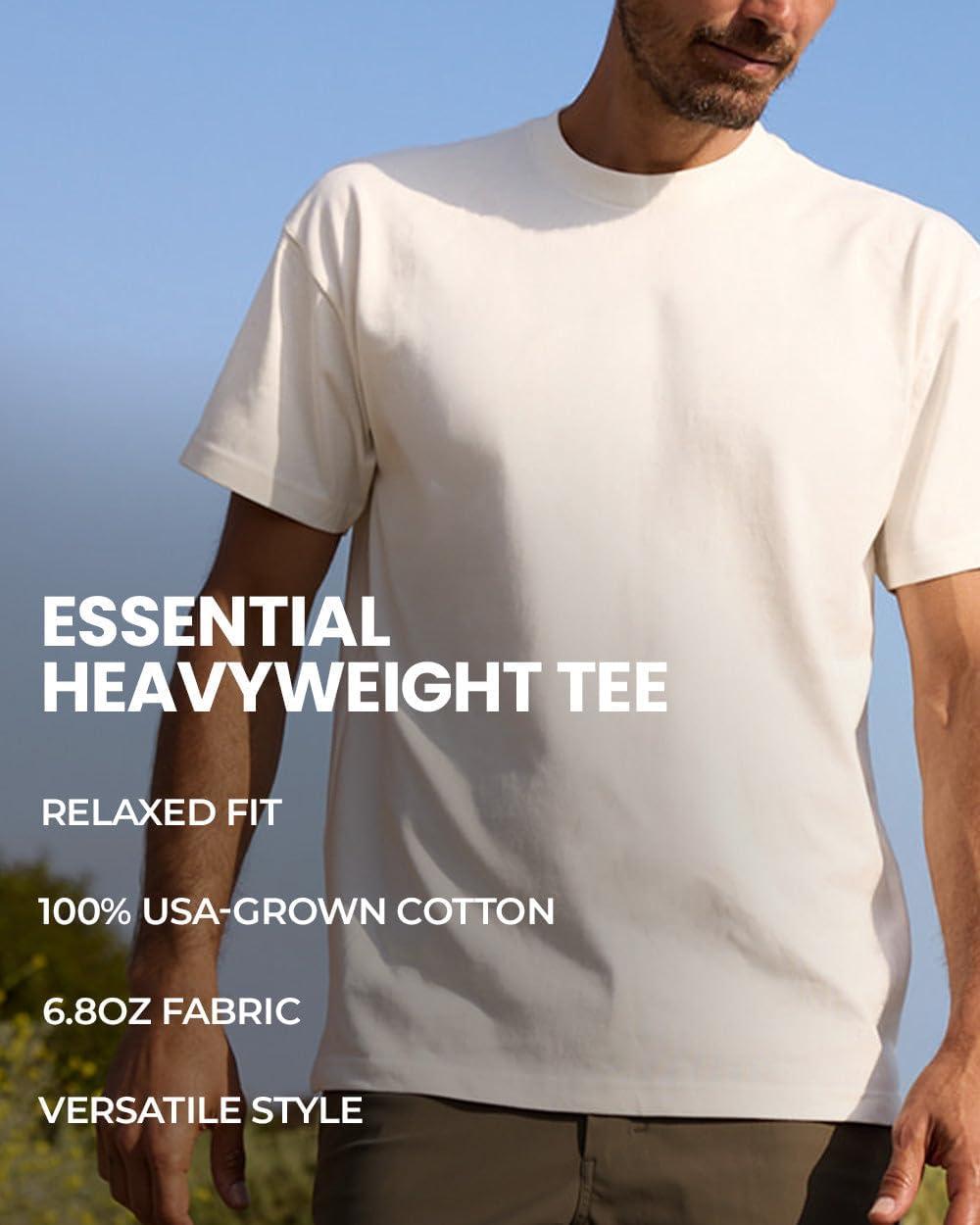 imageINTO THE AM Heavyweight T Shirts for Men S 3XL Boxy Oversized 100 Cotton Thick Heavy Weight Tshirts Mens TeesNavy