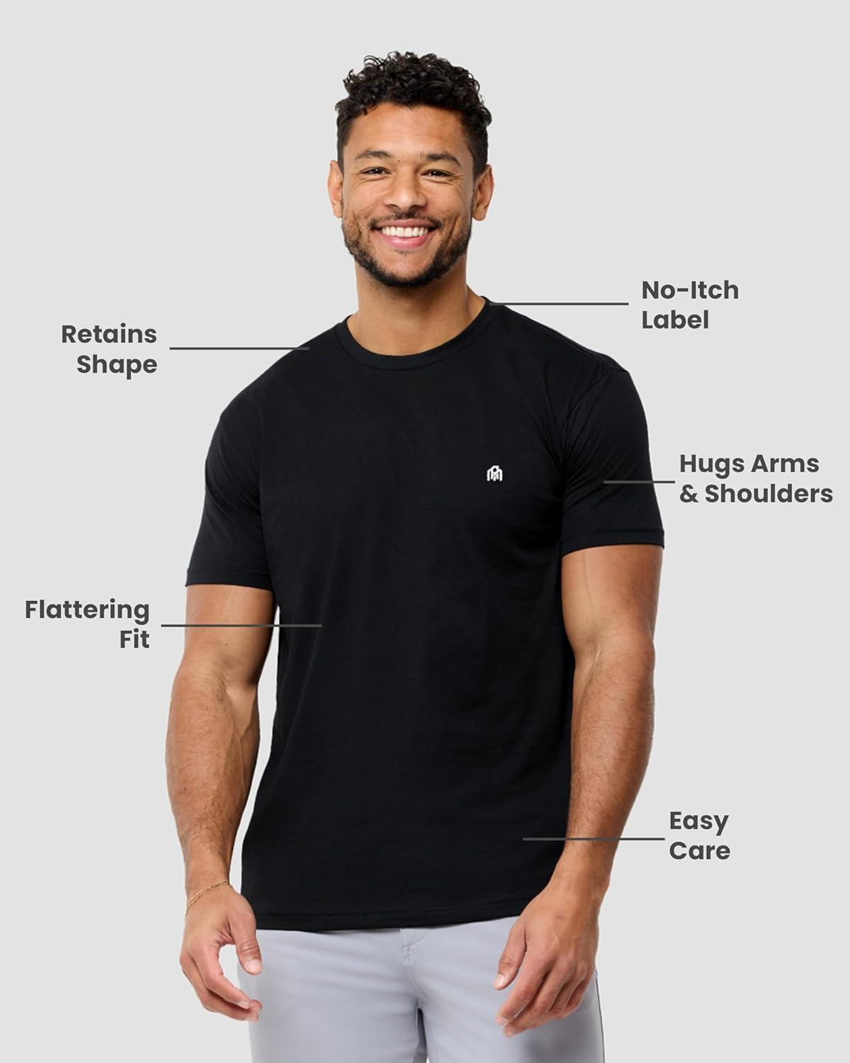 imageINTO THE AM Mens T Shirts Soft Cotton Blend Crew Neck Tee S 4XL Athletic Fit Plain Casual TShirt for MenBlack