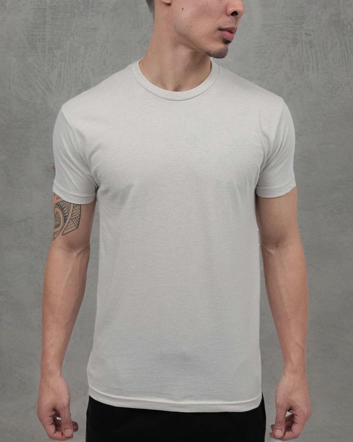 imageINTO THE AM Mens T Shirts Soft Cotton Blend Crew Neck Tee S 4XL Athletic Fit Plain Casual TShirt for MenIvory Heather