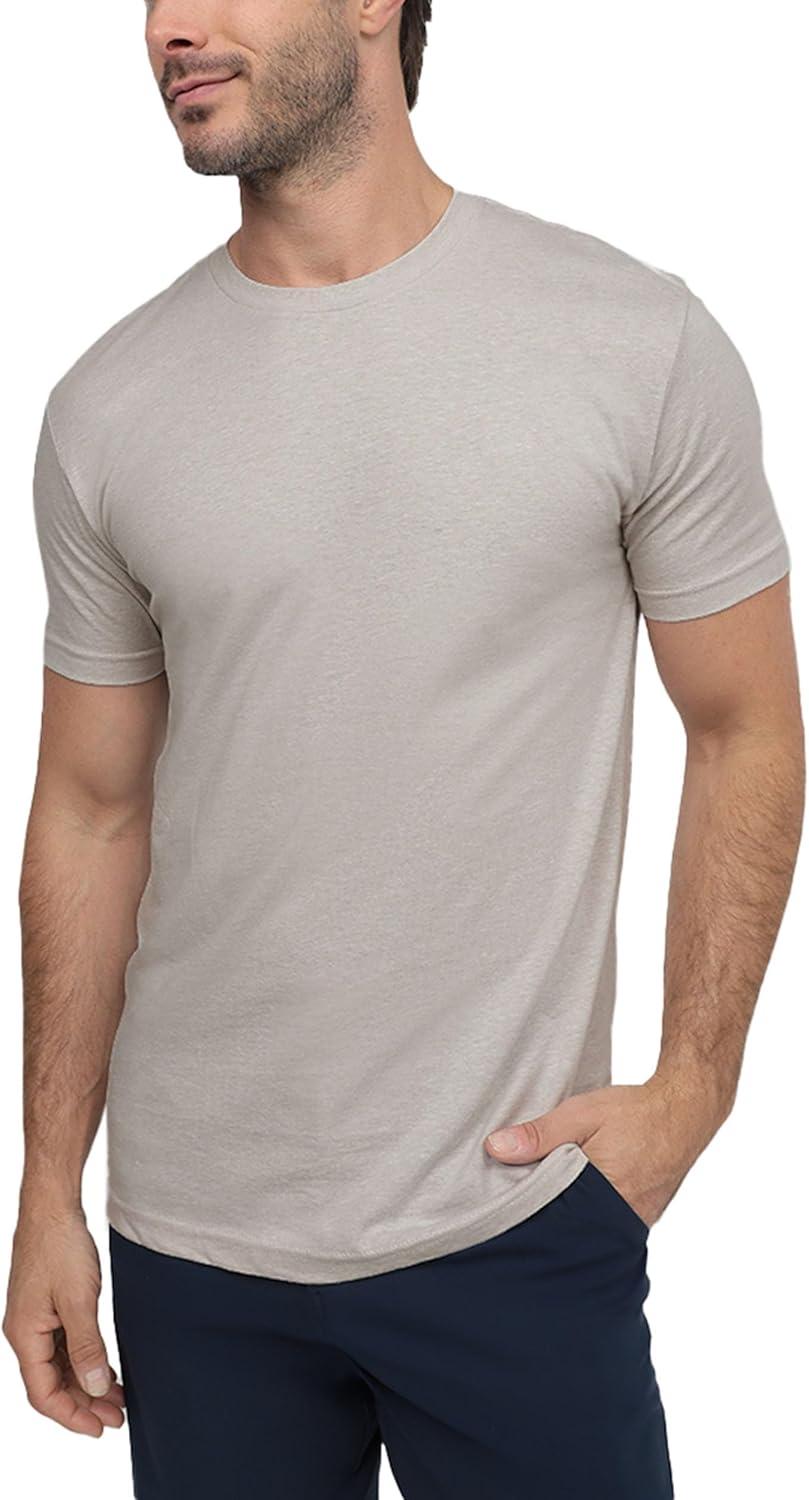 imageINTO THE AM Mens T Shirts Soft Cotton Blend Crew Neck Tee S 4XL Athletic Fit Plain Casual TShirt for MenIvory Heather