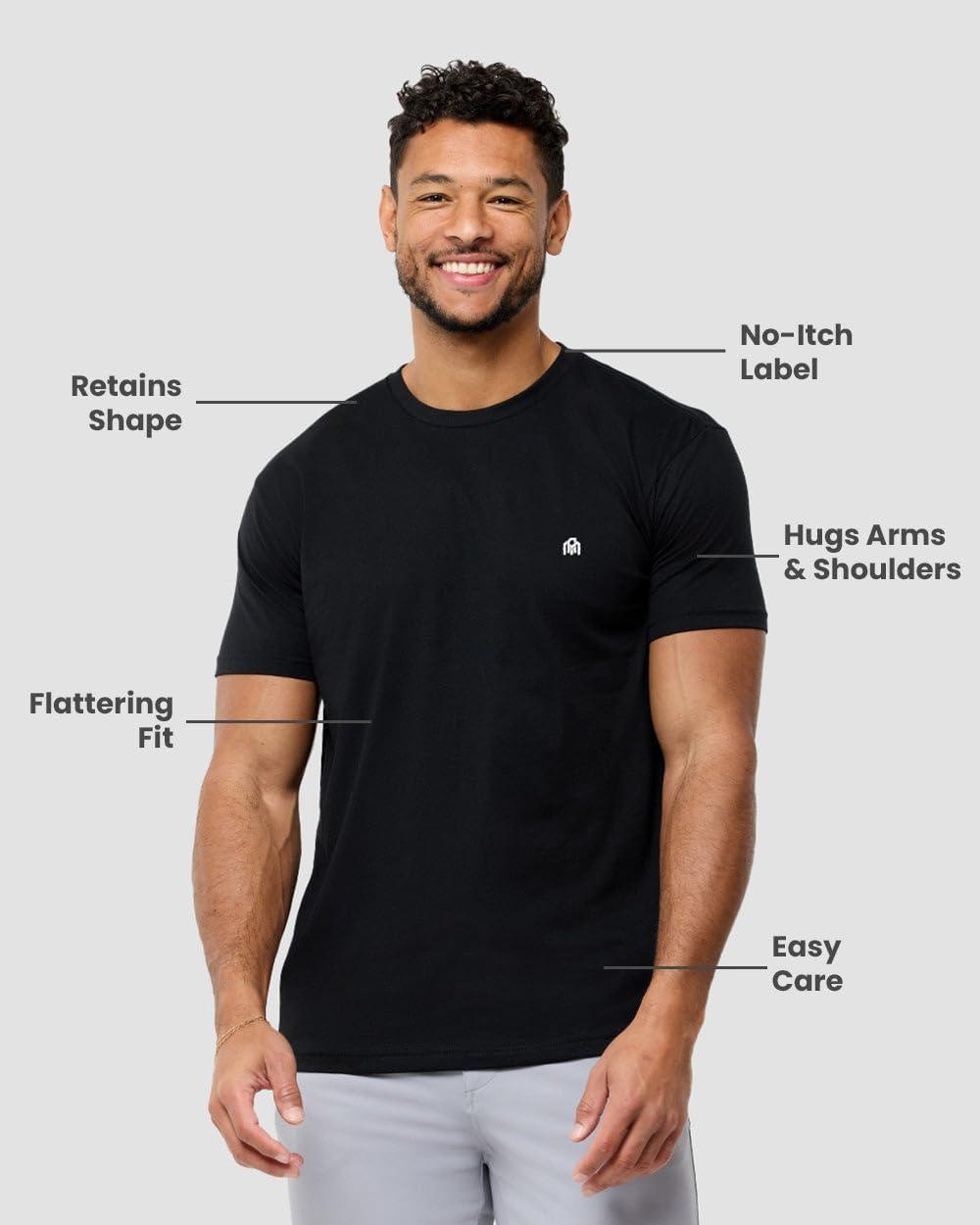 imageINTO THE AM Mens T Shirts Soft Cotton Blend Crew Neck Tee S 4XL Athletic Fit Plain Casual TShirt for MenIvory Heather
