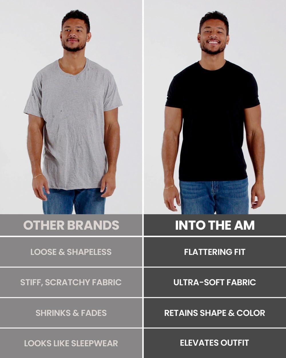 imageINTO THE AM Mens T Shirts Soft Cotton Blend Crew Neck Tee S 4XL Athletic Fit Plain Casual TShirt for MenIvory Heather