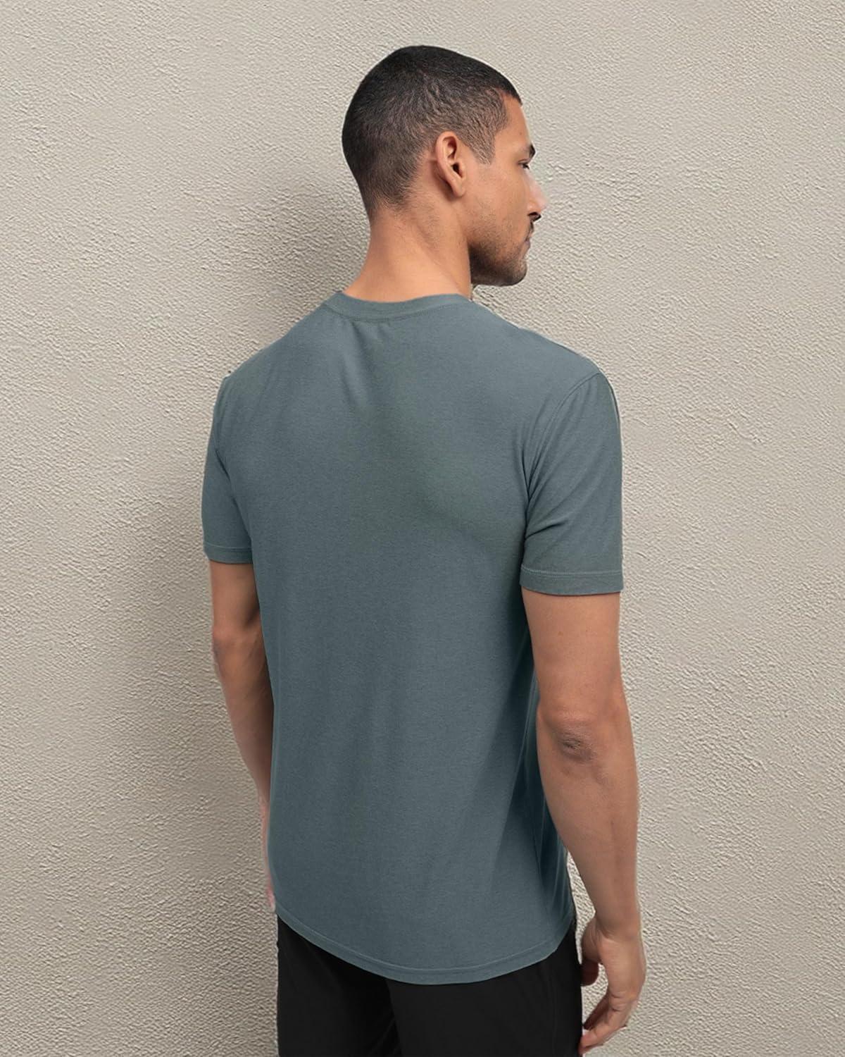 imageINTO THE AM Workout Shirts for Men Dry Fit Short Sleeve Athletic Gym Tees Running Fitted Tshirts S 4XLIndigo Logo