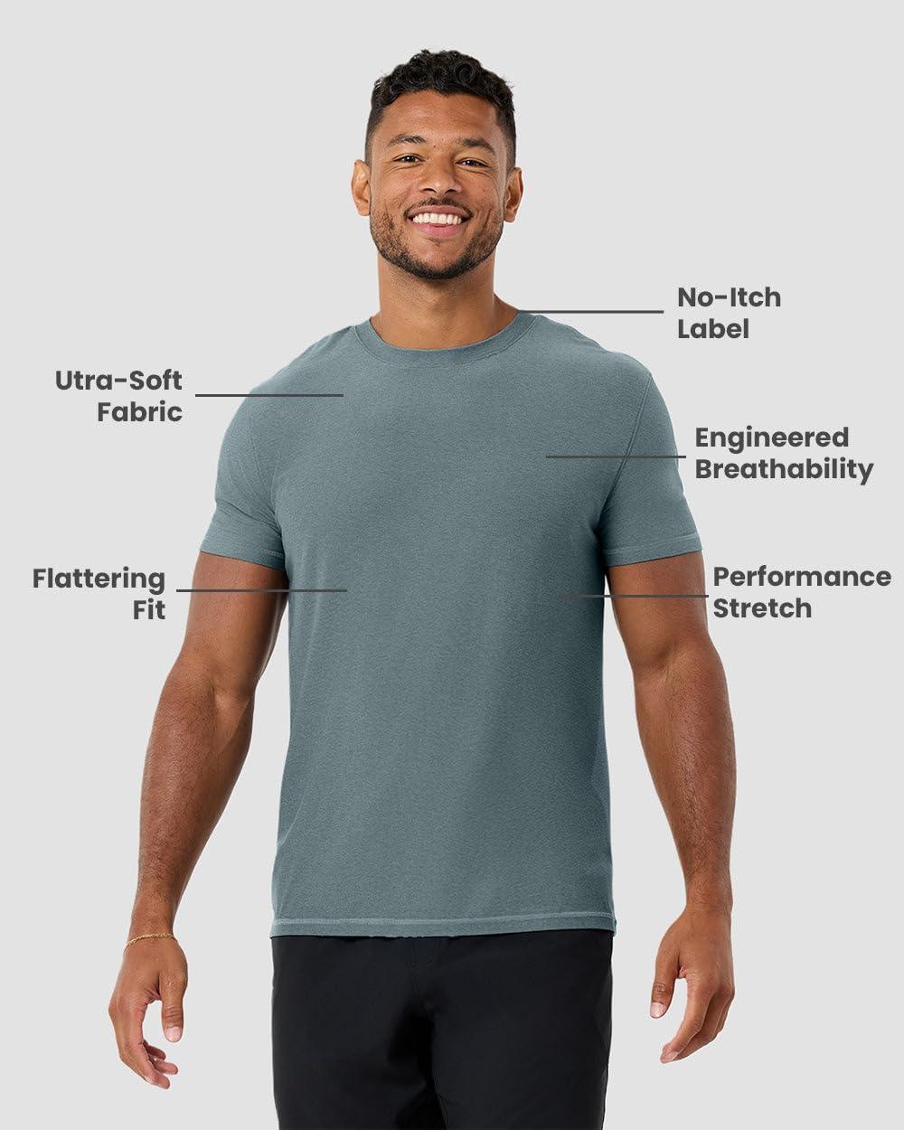 imageINTO THE AM Workout Shirts for Men Dry Fit Short Sleeve Athletic Gym Tees Running Fitted Tshirts S 4XLIndigo Logo