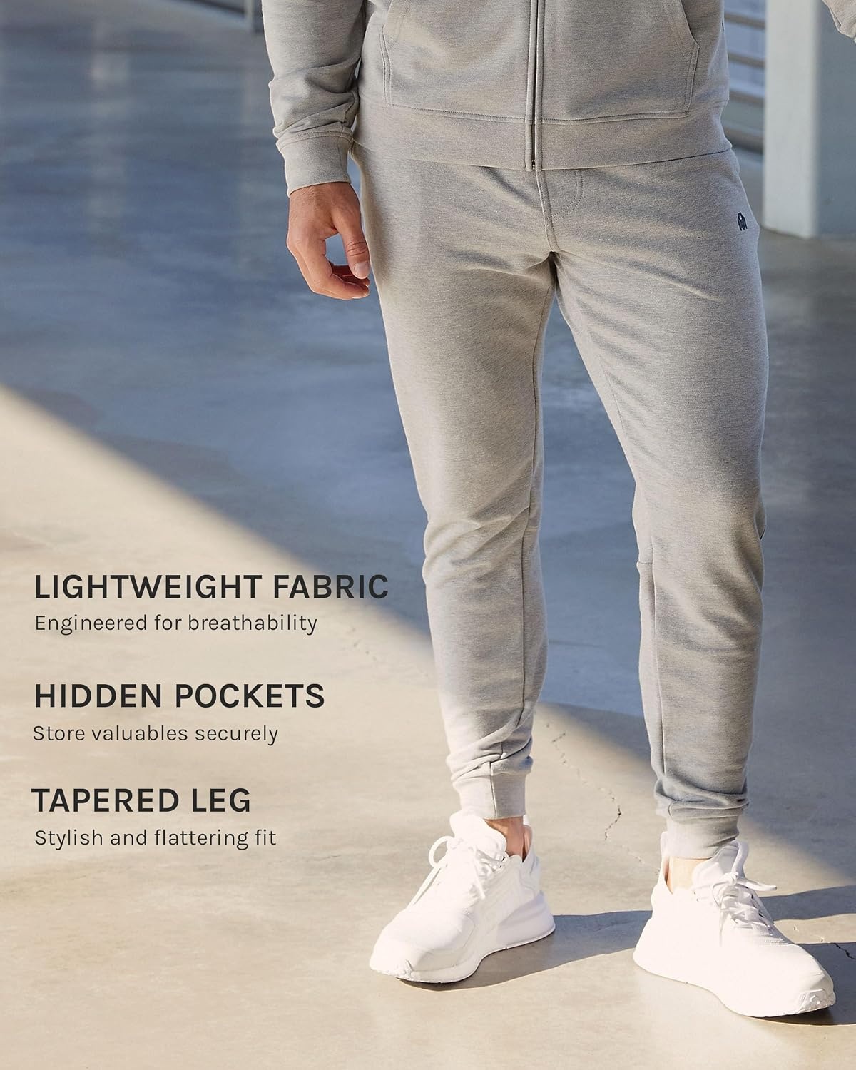 image:imageFleece Joggers for Men Soft Lounge Sweatpants Zip Pockets Tapered S4XLNonbranded Charcoal