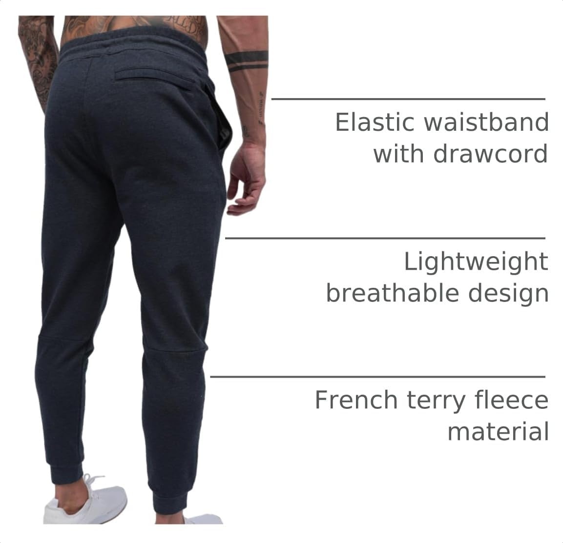 image:imageFleece Joggers for Men Soft Lounge Sweatpants Zip Pockets Tapered S4XLNonbranded Navy