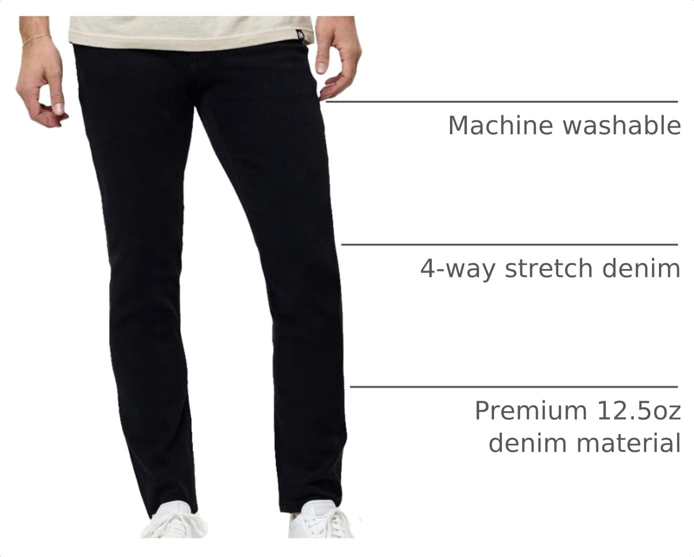 image:imageMens Jeans Stretch Denim Slim Fit Tapered Leg Ultra Soft ComfortBlack