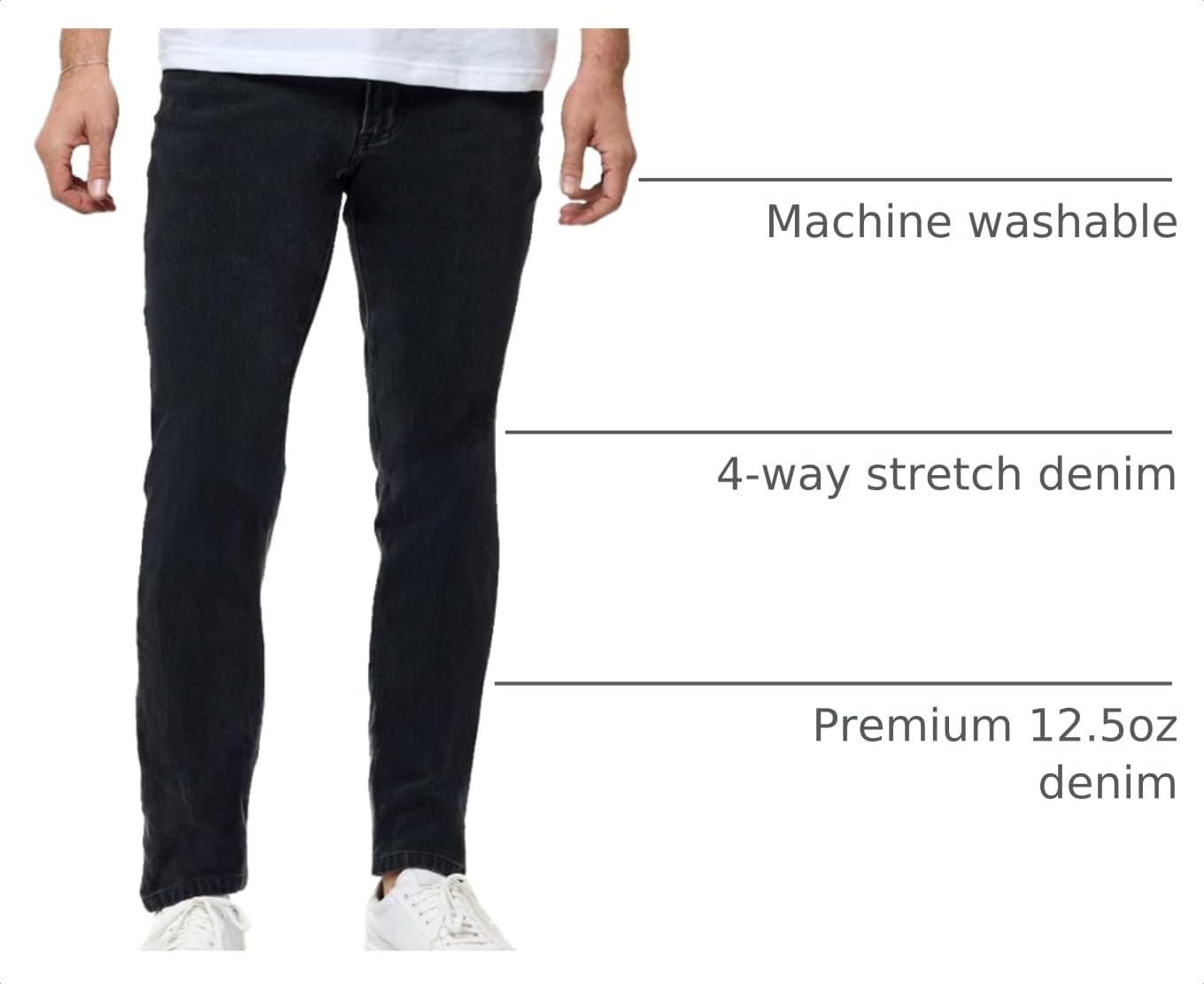 image:imageMens Jeans Stretch Denim Slim Fit Tapered Leg Ultra Soft ComfortDark Grey