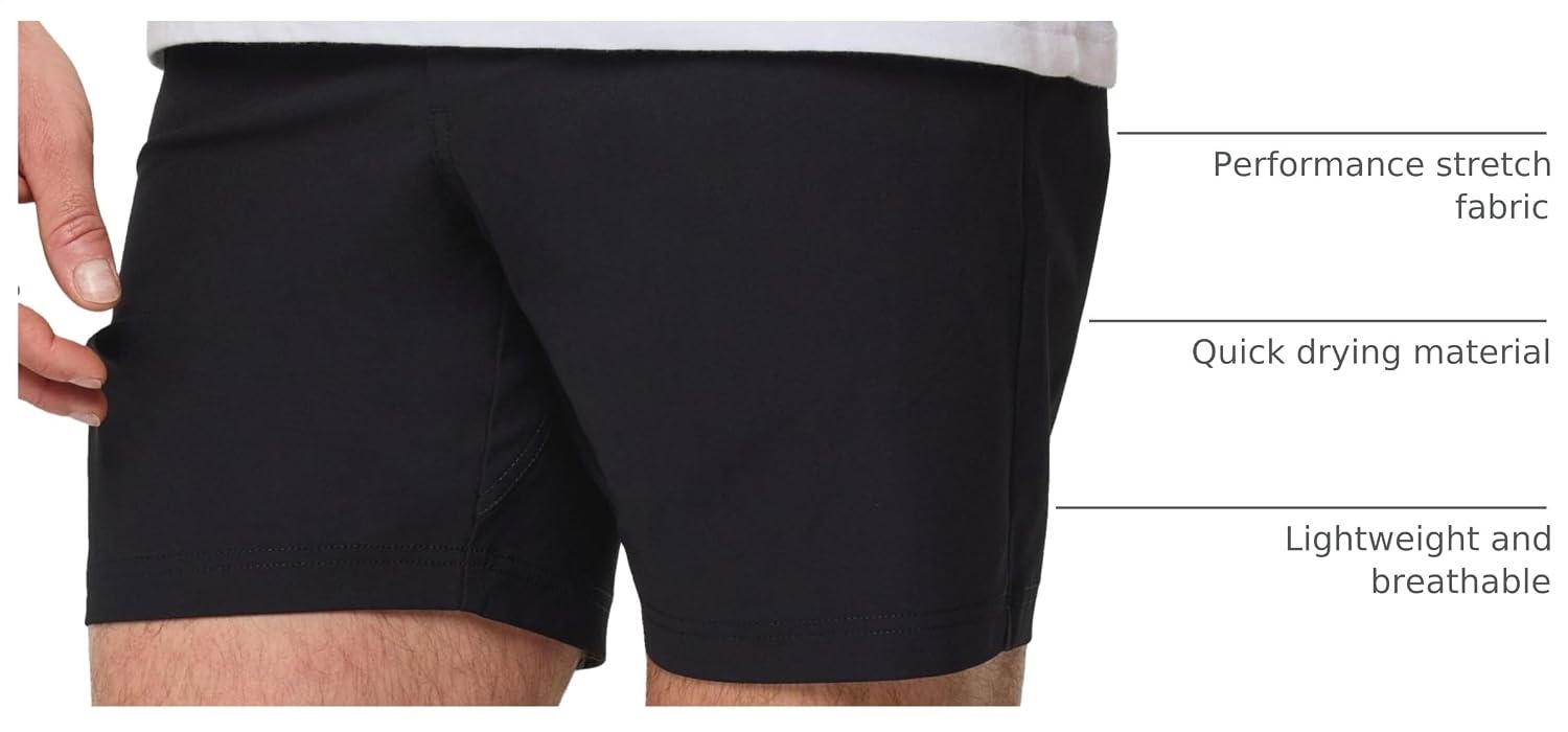 image:imageMens Shorts Stretch Chino Golf Casual Dress Flat Front 7 amp 9 InchBlack