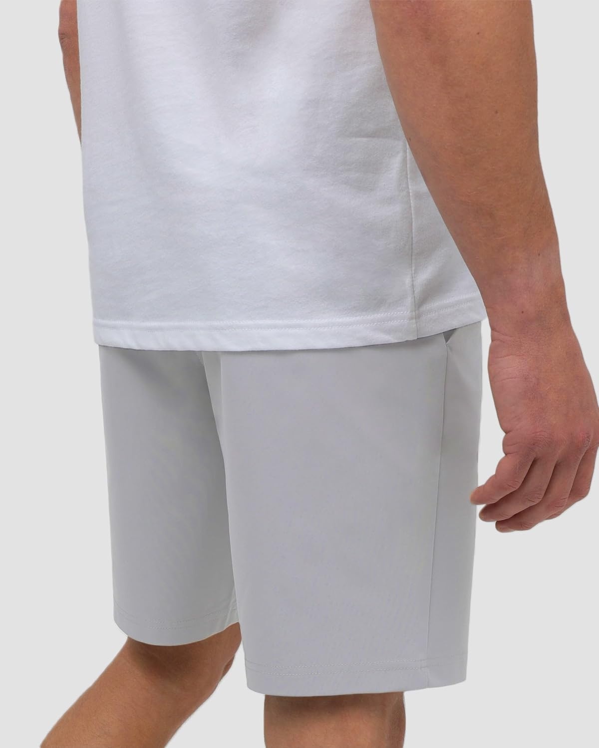 image:imageMens Shorts Stretch Chino Golf Casual Dress Flat Front 7 amp 9 InchLight Grey