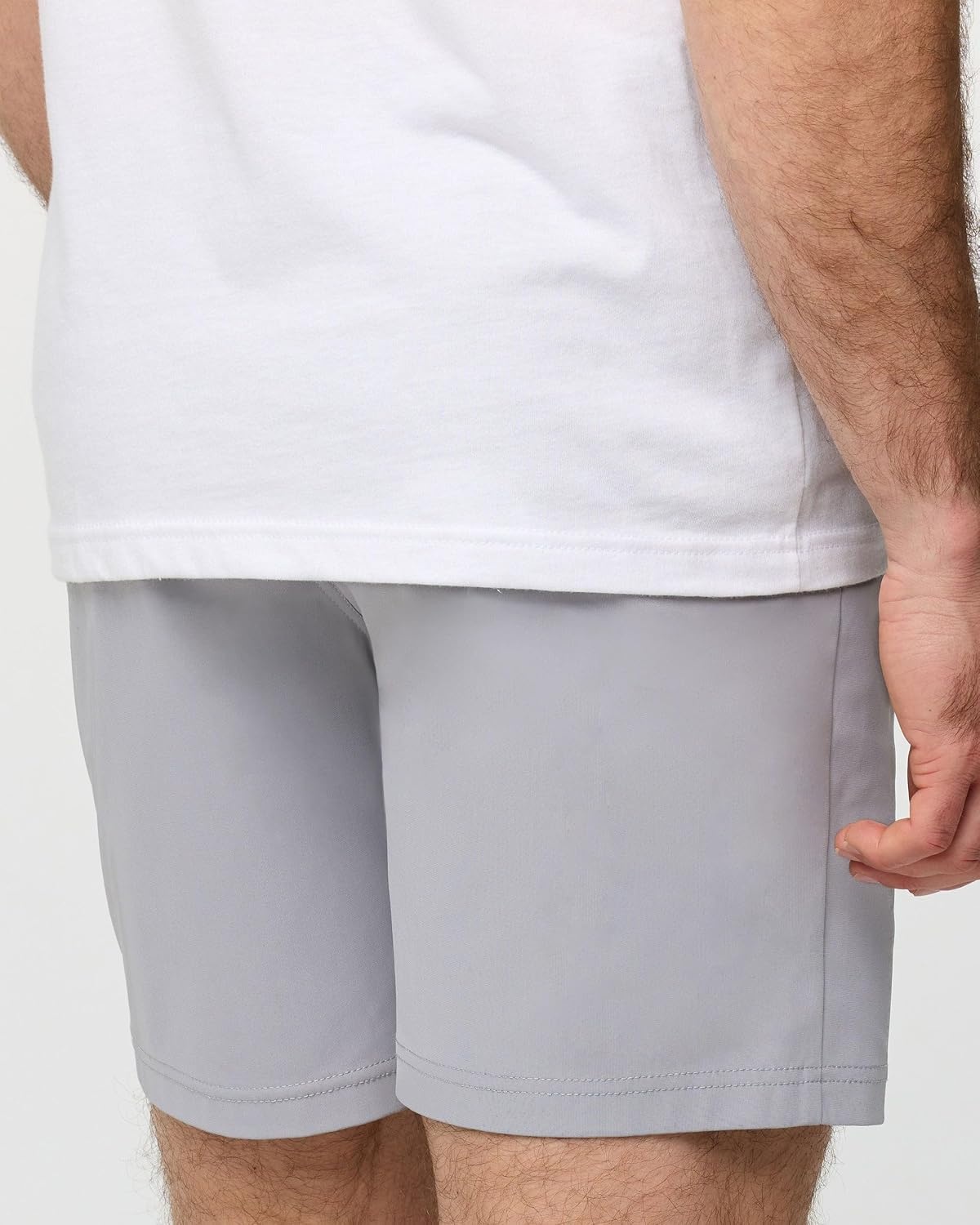 image:imageMens Shorts Stretch Chino Golf Casual Dress Flat Front 7 amp 9 InchLight Grey