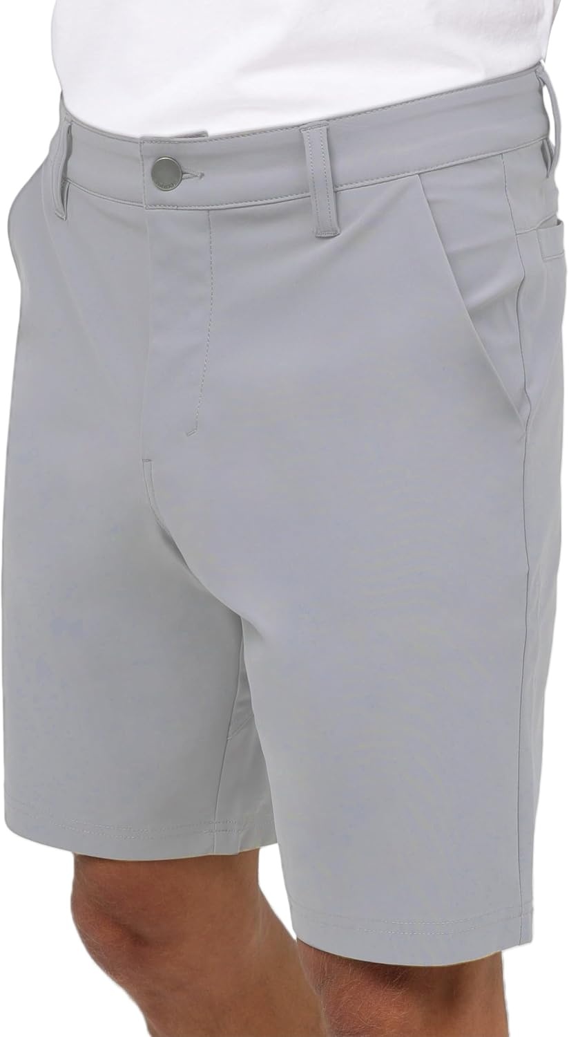image:imageMens Shorts Stretch Chino Golf Casual Dress Flat Front 7 amp 9 InchLight Grey