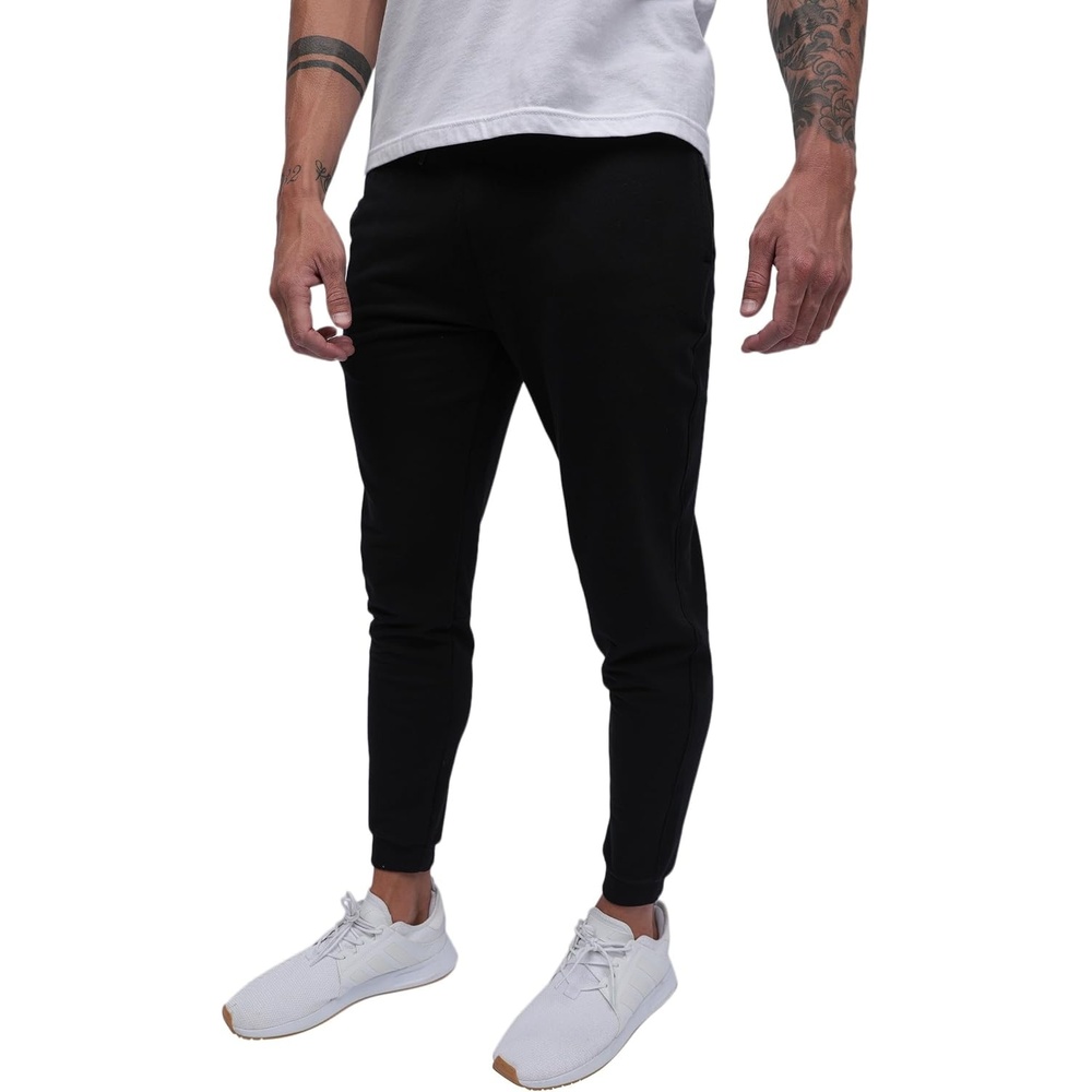 image:imageFleece Joggers for Men Soft Lounge Sweatpants Zip Pockets Tapered S4XLNonbranded Black