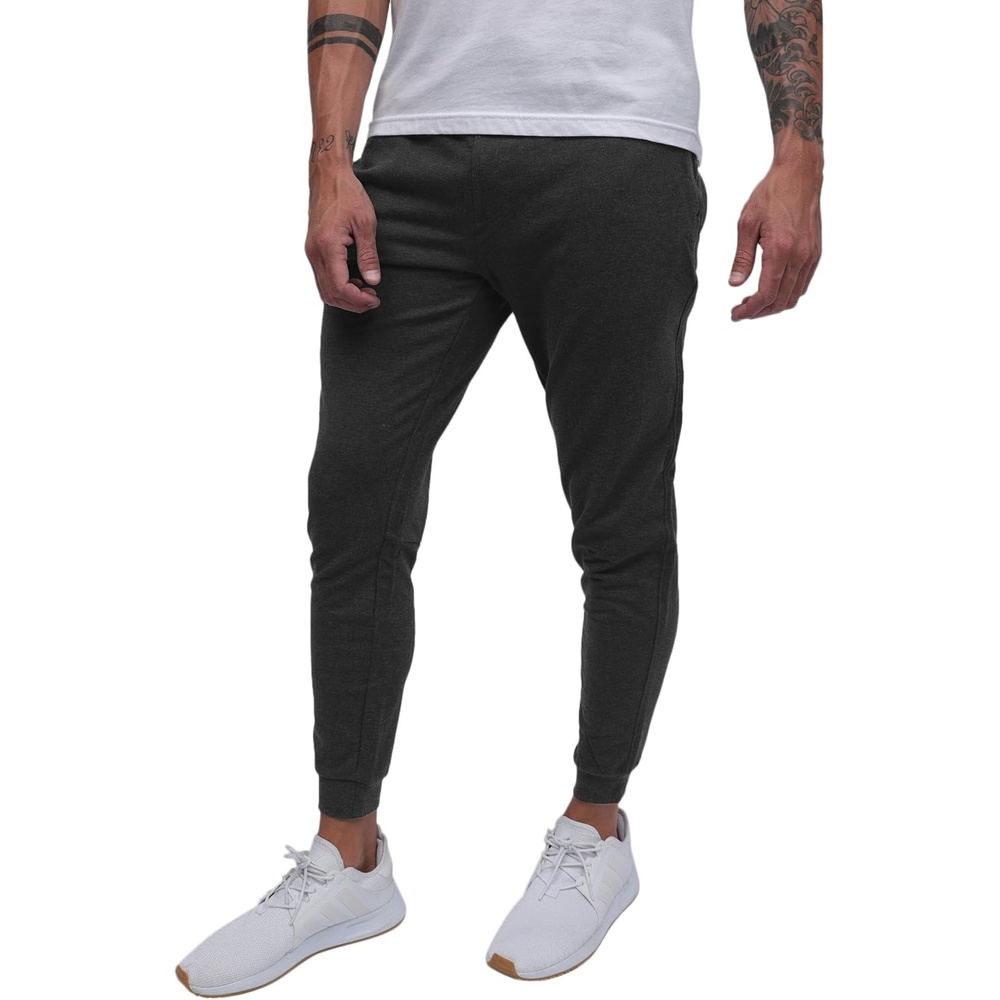 image:imageFleece Joggers for Men Soft Lounge Sweatpants Zip Pockets Tapered S4XLNonbranded  Charcoal