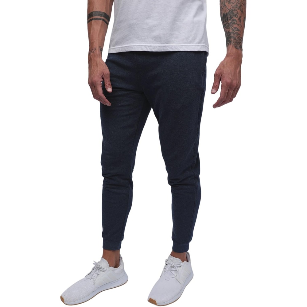 image:imageFleece Joggers for Men Soft Lounge Sweatpants Zip Pockets Tapered S4XLNonbranded Navy