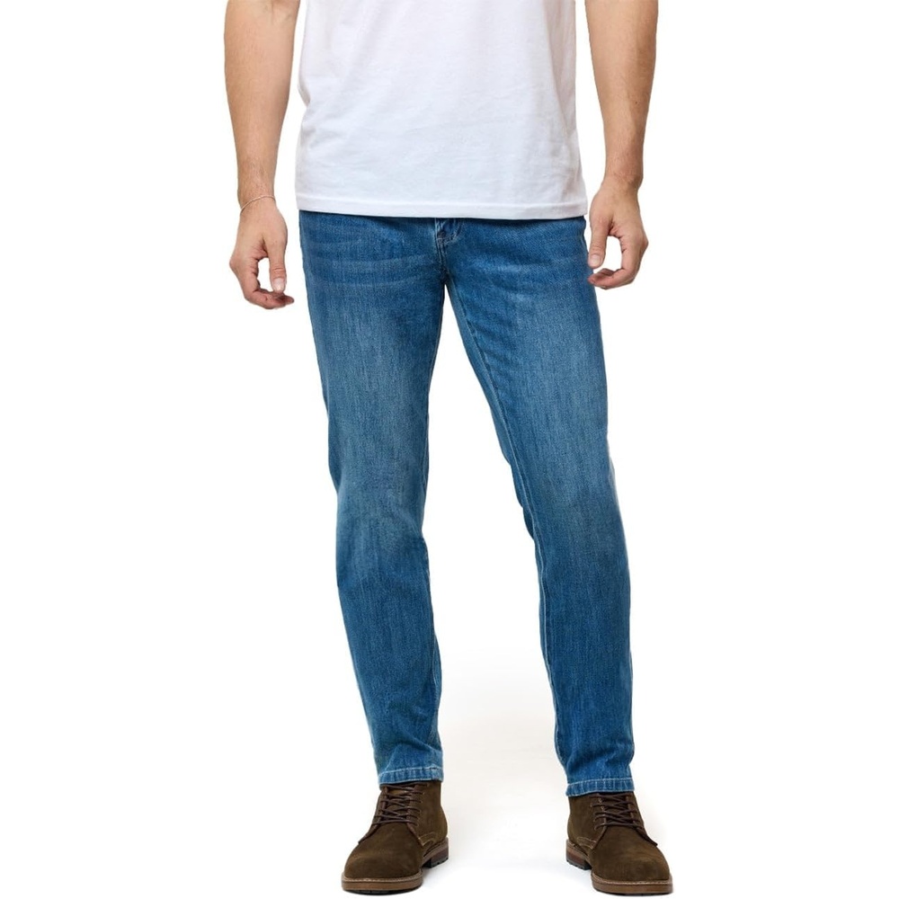 image:imageMens Jeans Stretch Denim Slim Fit Tapered Leg Ultra Soft ComfortMedium Indigo