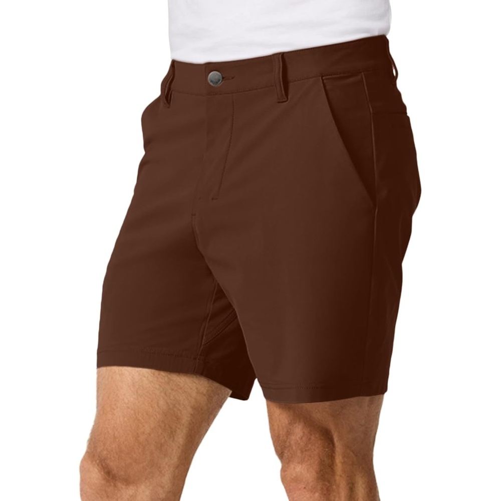 image:imageMens Shorts Stretch Chino Golf Casual Dress Flat Front 7 amp 9 InchBrown