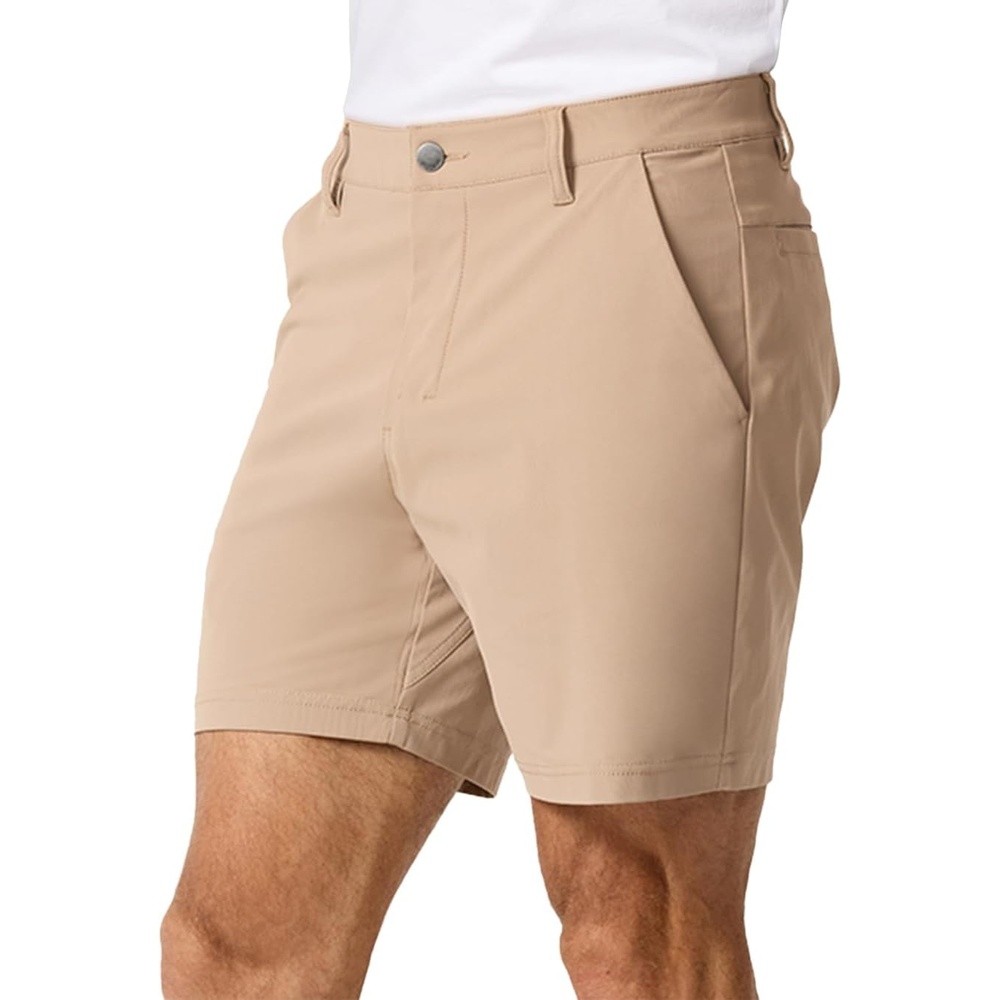 image:imageMens Shorts Stretch Chino Golf Casual Dress Flat Front 7 amp 9 InchKhaki
