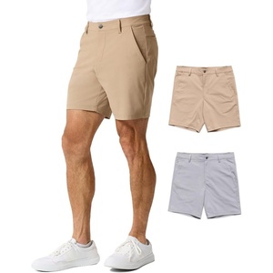 Mens Shorts Stretch Chino Golf Casual Dress Flat Front 7 & 9 Inch(Khaki/Light Grey)