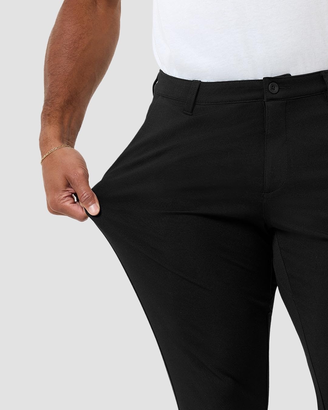 image:imageCasual Pants for Men Slim Fit Stretch Chino Tech Travel Pants TaperedBlackCharcoal