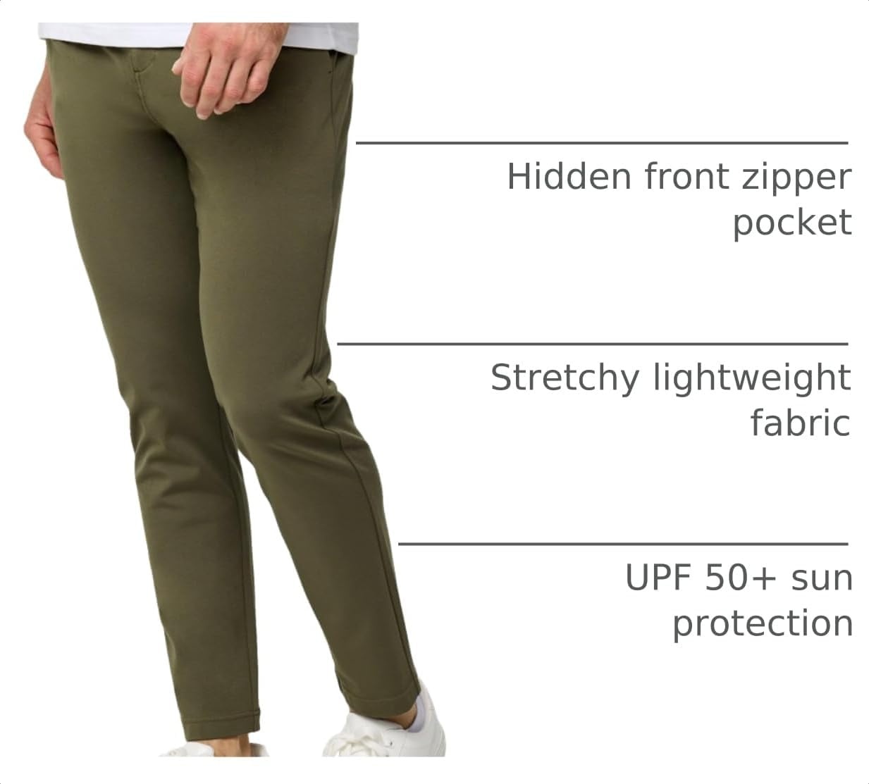 image:imageCasual Pants for Men Slim Fit Stretch Chino Tech Travel Pants TaperedDark Olive