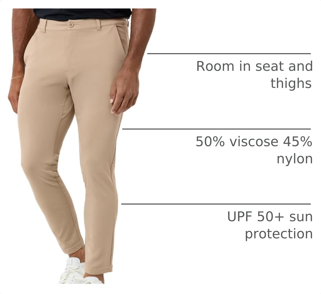 image:imageCasual Pants for Men Slim Fit Stretch Chino Tech Travel Pants TaperedKhaki