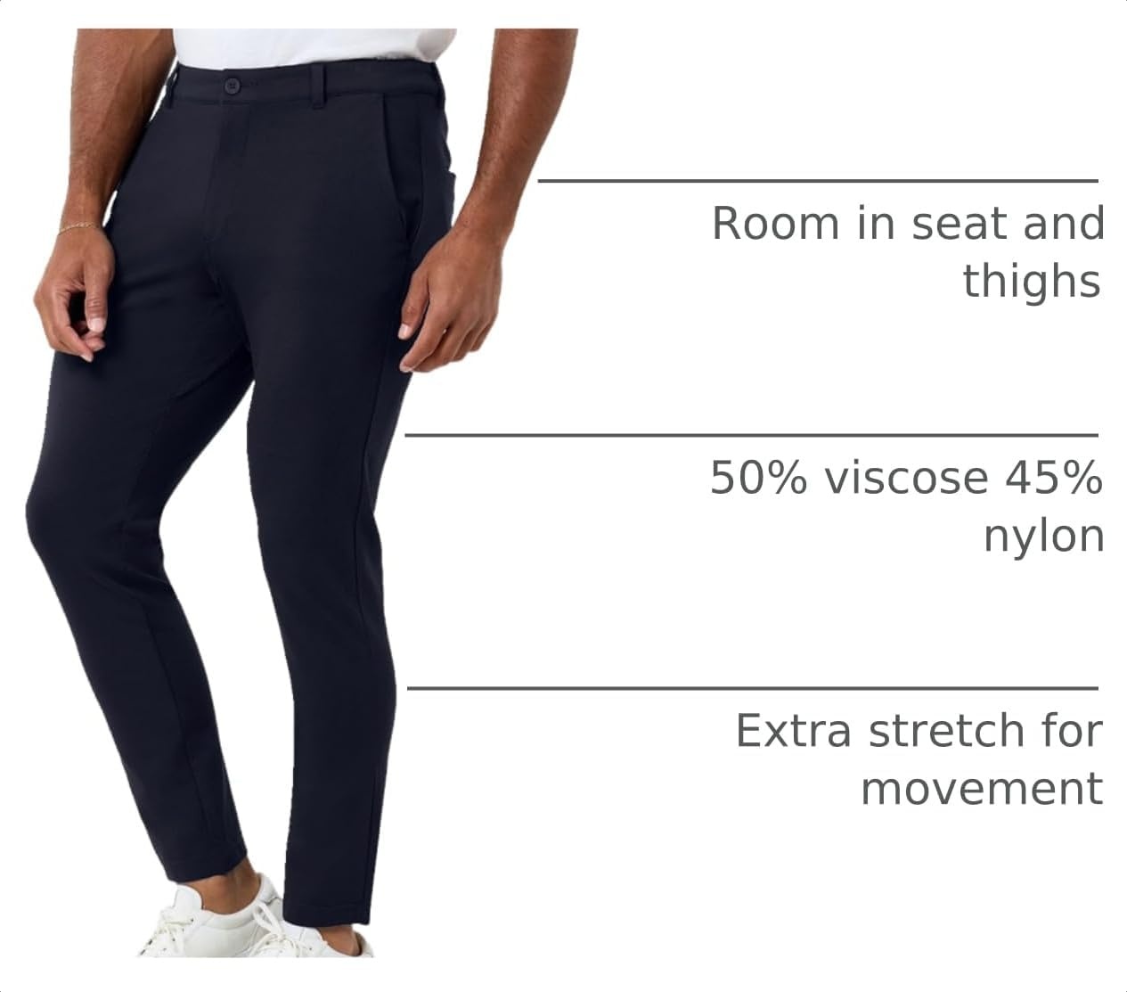 image:imageCasual Pants for Men Slim Fit Stretch Chino Tech Travel Pants TaperedMidnight Navy