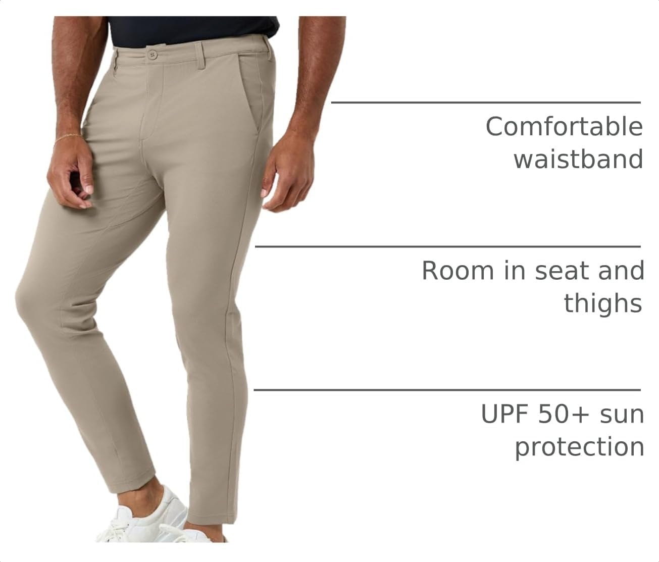 image:imageCasual Pants for Men Slim Fit Stretch Chino Tech Travel Pants TaperedTaupe