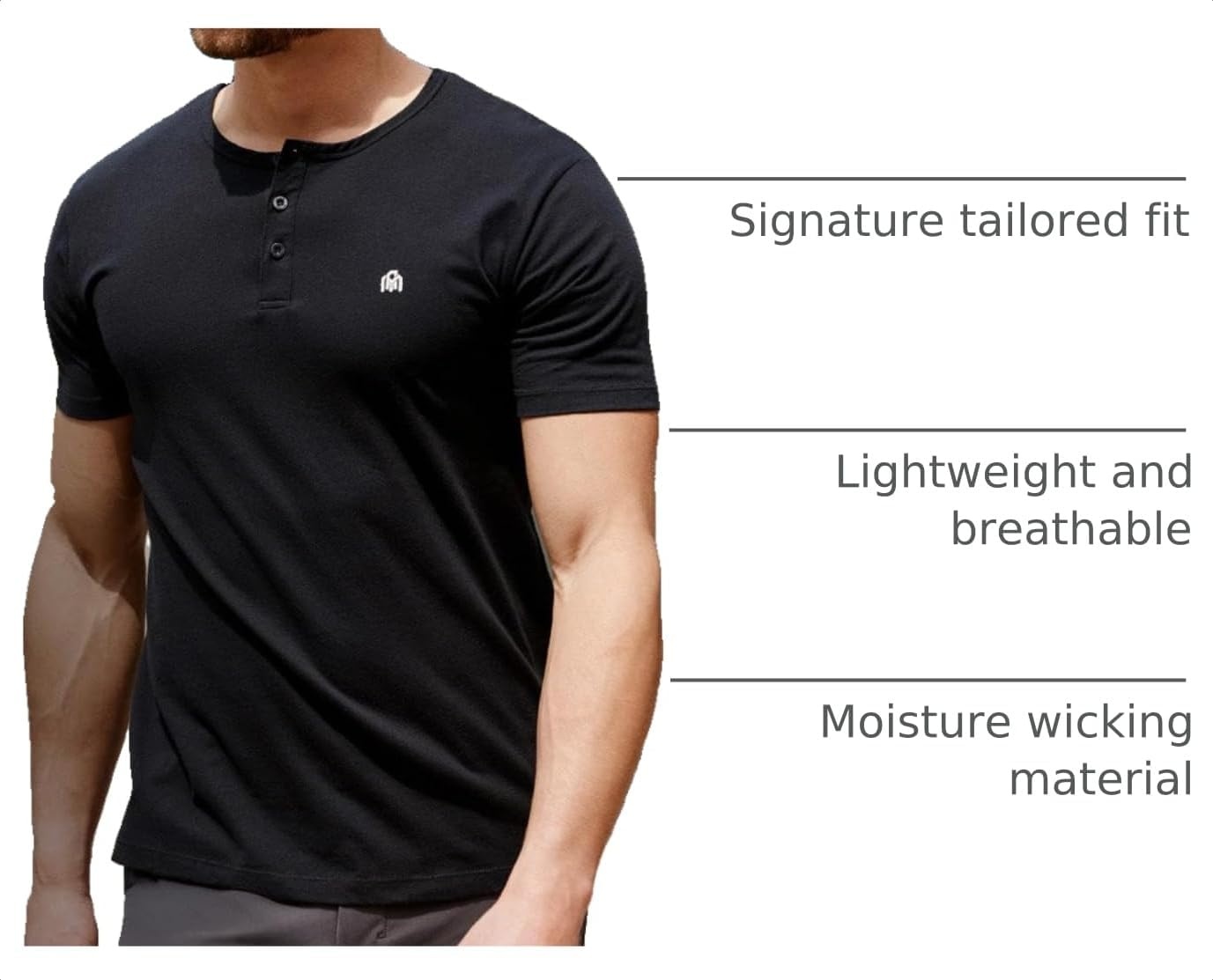 image:imageHenley Shirts for Men Long Sleeve Casual 3 Button Soft Cotton S4XL2 Pack BlackCharcoal Logo