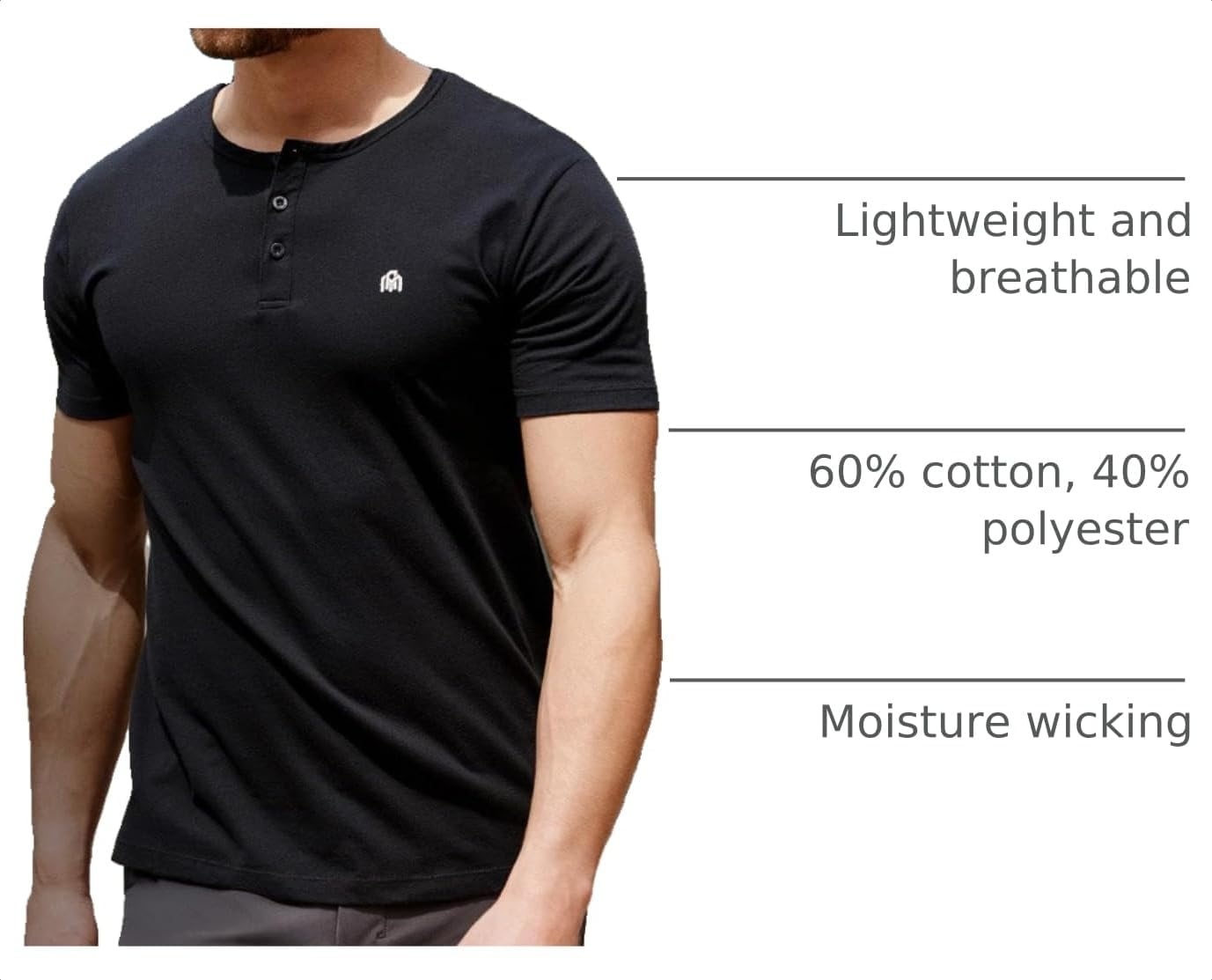 image:imageHenley Shirts for Men Long Sleeve Casual 3 Button Soft Cotton S4XL2 Pack BlackNavy Logo
