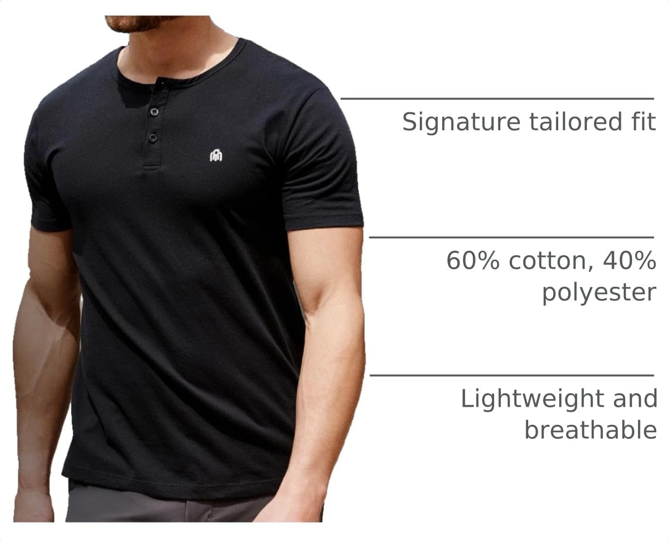 image:imageHenley Shirts for Men Long Sleeve Casual 3 Button Soft Cotton S4XL2 Pack BlackOlive Green Logo