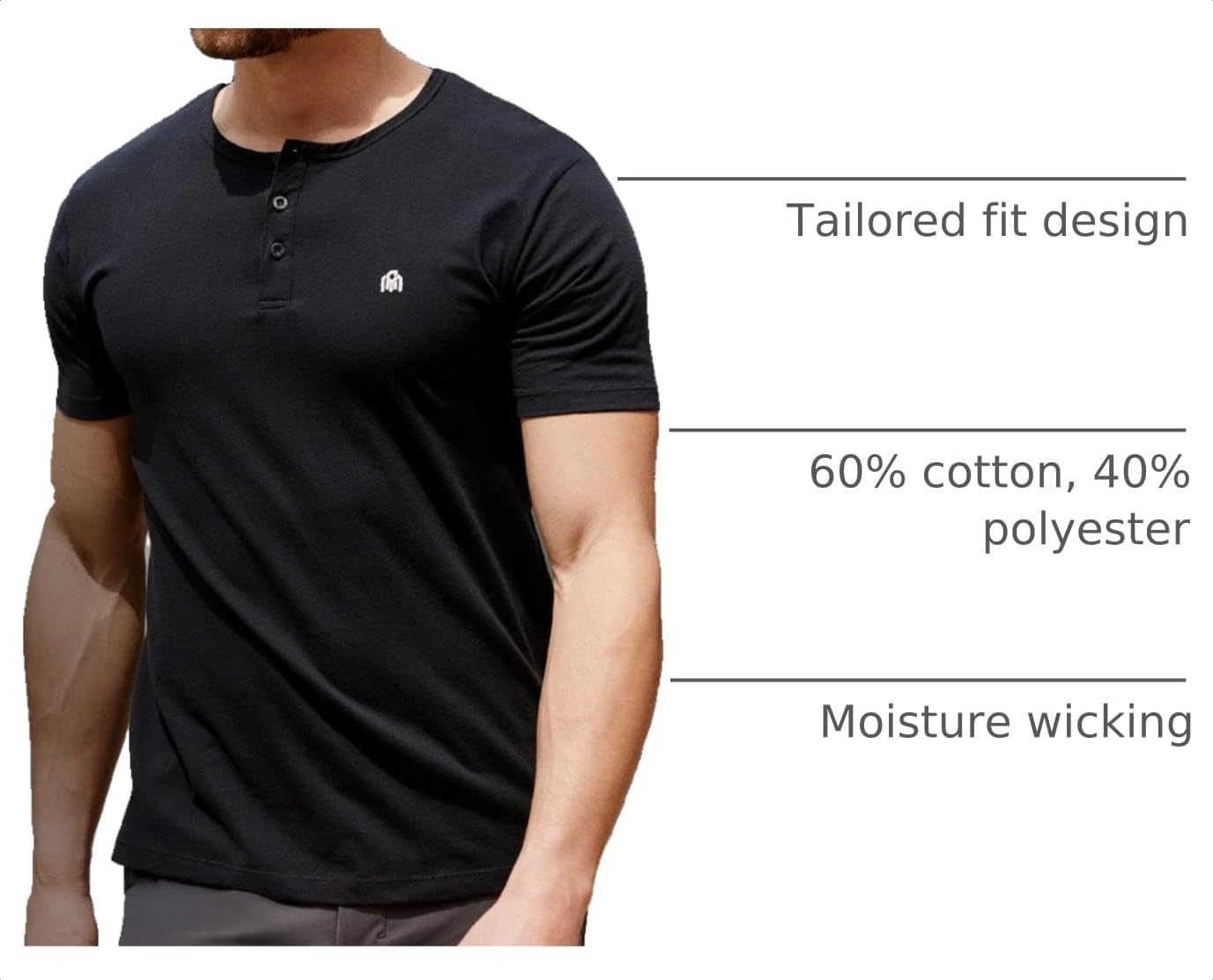 image:imageHenley Shirts for Men Long Sleeve Casual 3 Button Soft Cotton S4XL2 Pack BlackWhite Logo