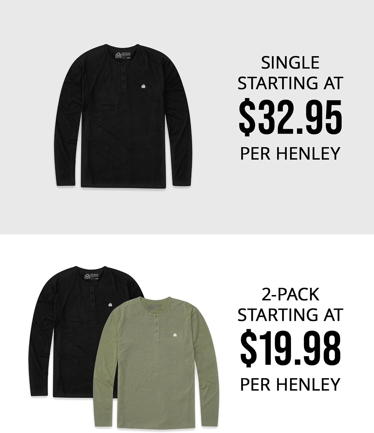 image:imageHenley Shirts for Men Long Sleeve Casual 3 Button Soft Cotton S4XL2 Pack NavyGrey Logo