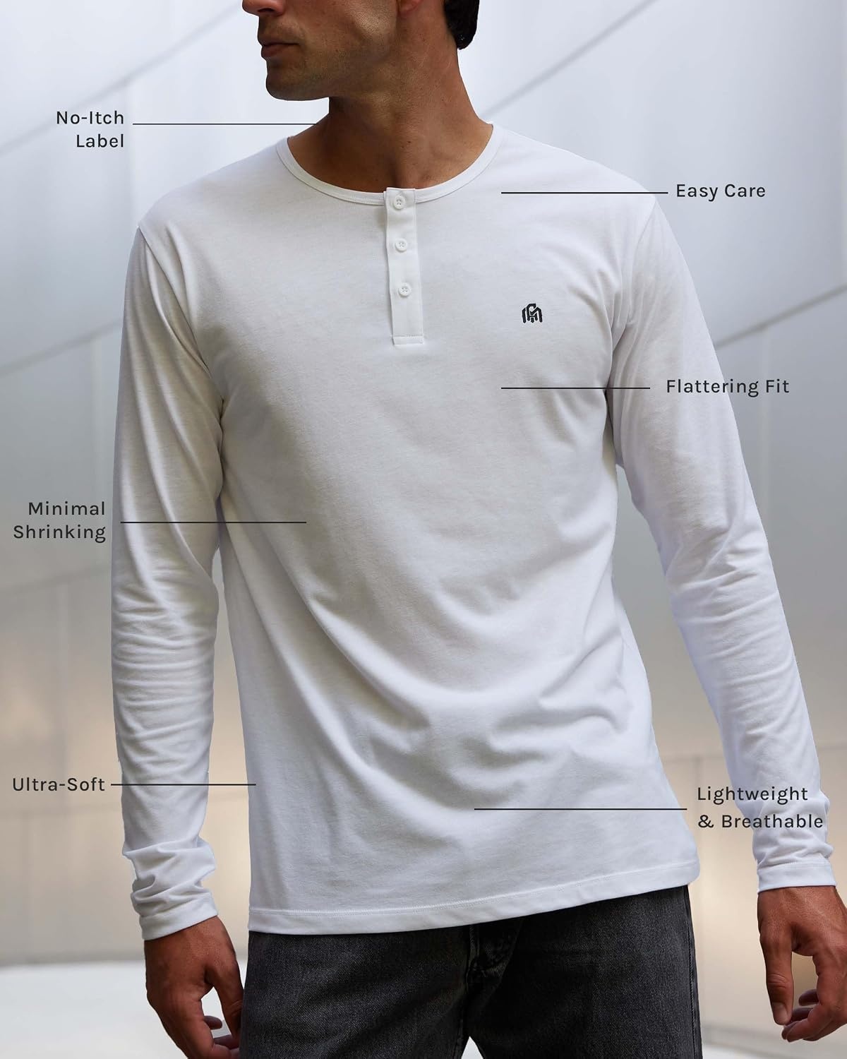 image:imageHenley Shirts for Men Long Sleeve Casual 3 Button Soft Cotton S4XLBrown Nologo