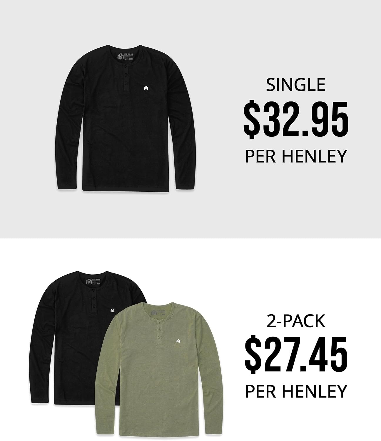 image:imageHenley Shirts for Men Long Sleeve Casual 3 Button Soft Cotton S4XLCharcoal Logo