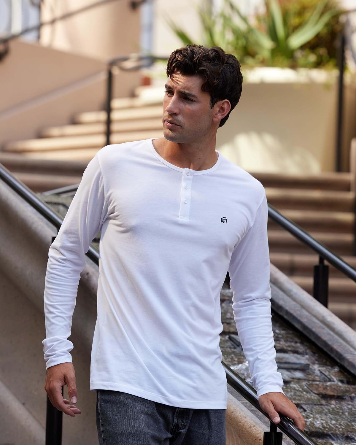 image:imageHenley Shirts for Men Long Sleeve Casual 3 Button Soft Cotton S4XLGrey Logo