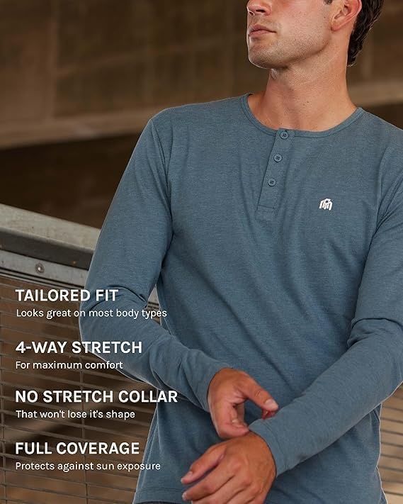 image:imageHenley Shirts for Men Long Sleeve Casual 3 Button Soft Cotton S4XLMidnight Olive Nologo
