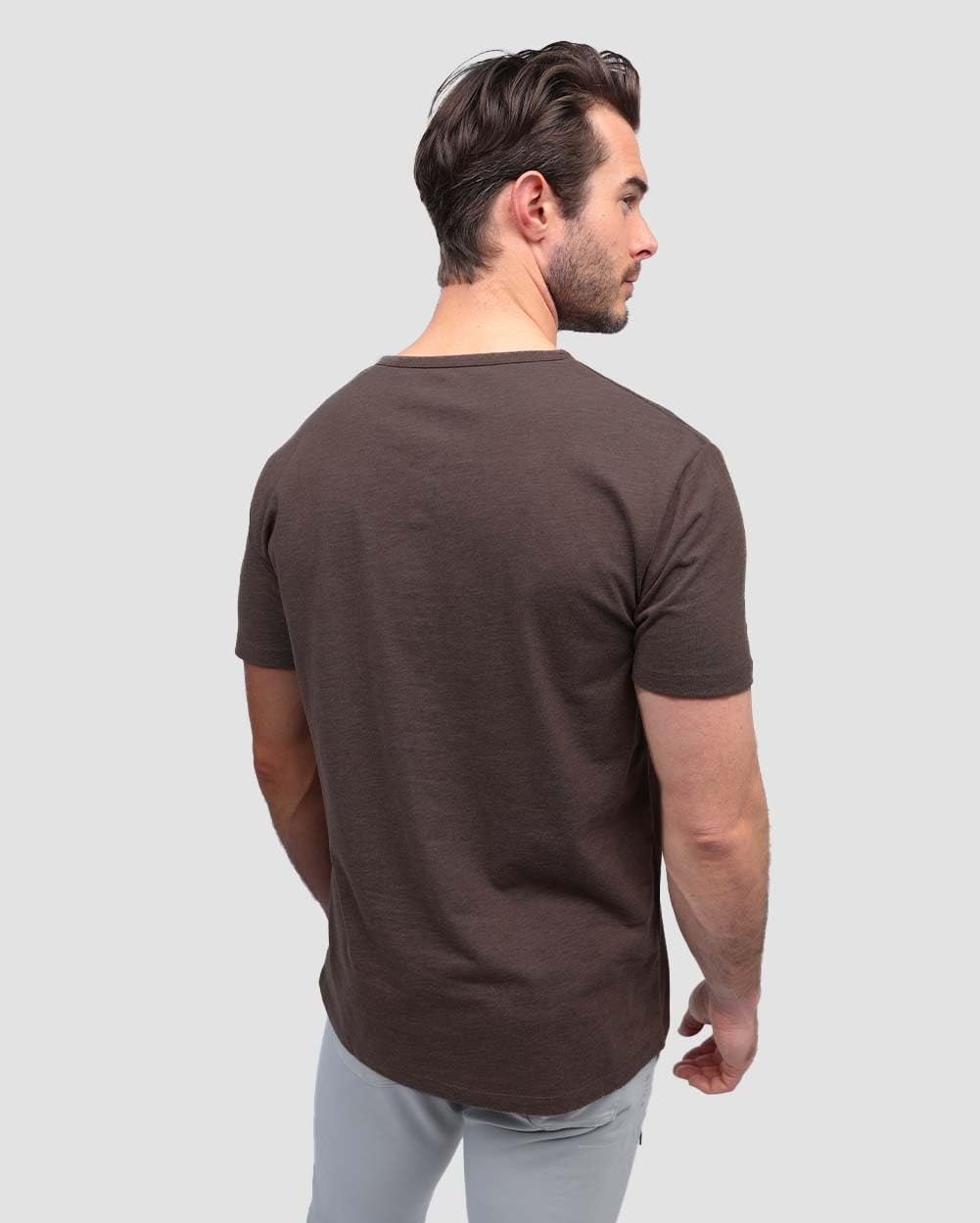 image:imageHenley Shirts for Men Short Sleeve Casual Fitted 3 Button Crew S4XLBrown Nologo