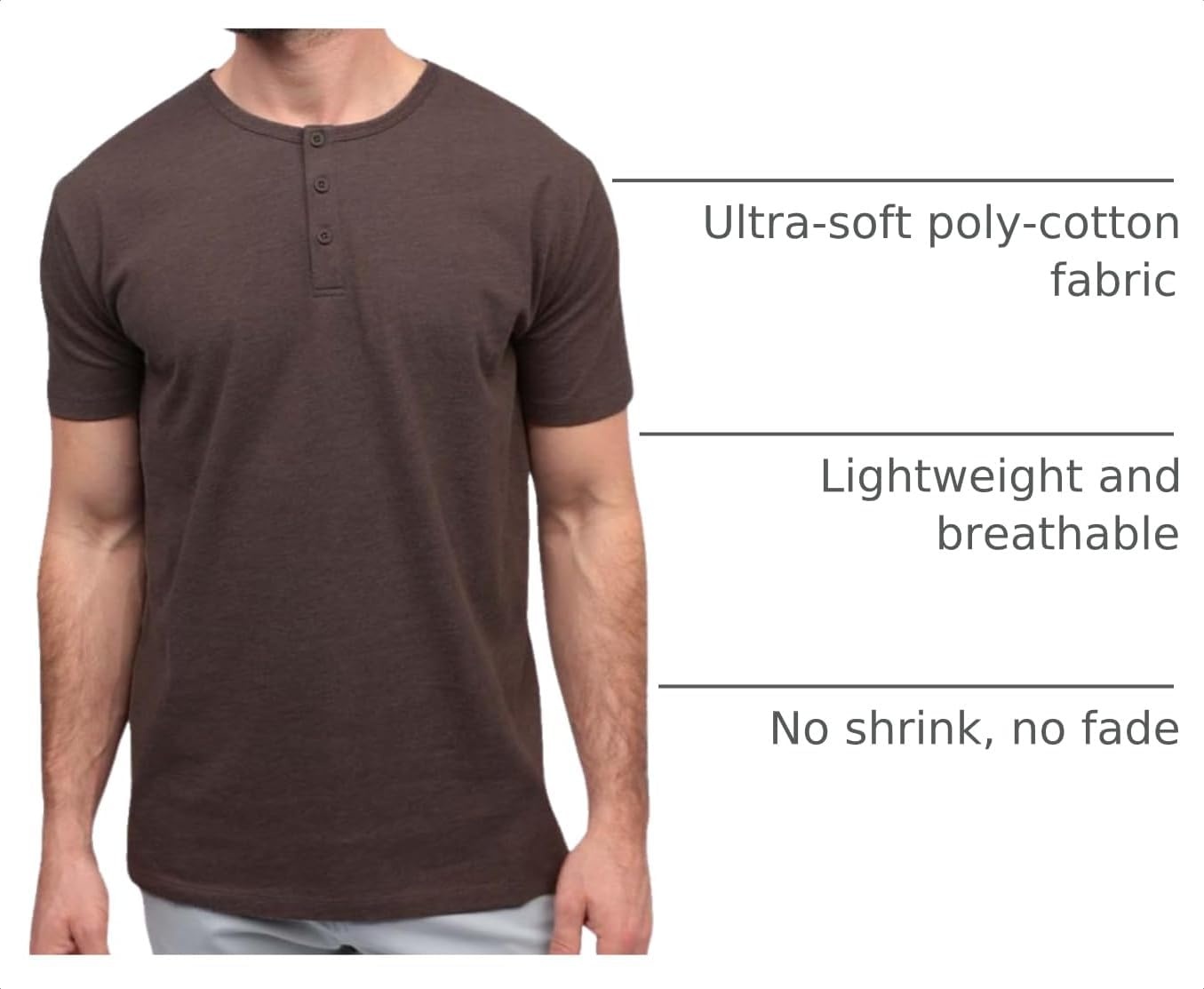 image:imageHenley Shirts for Men Short Sleeve Casual Fitted 3 Button Crew S4XLBrown Nologo