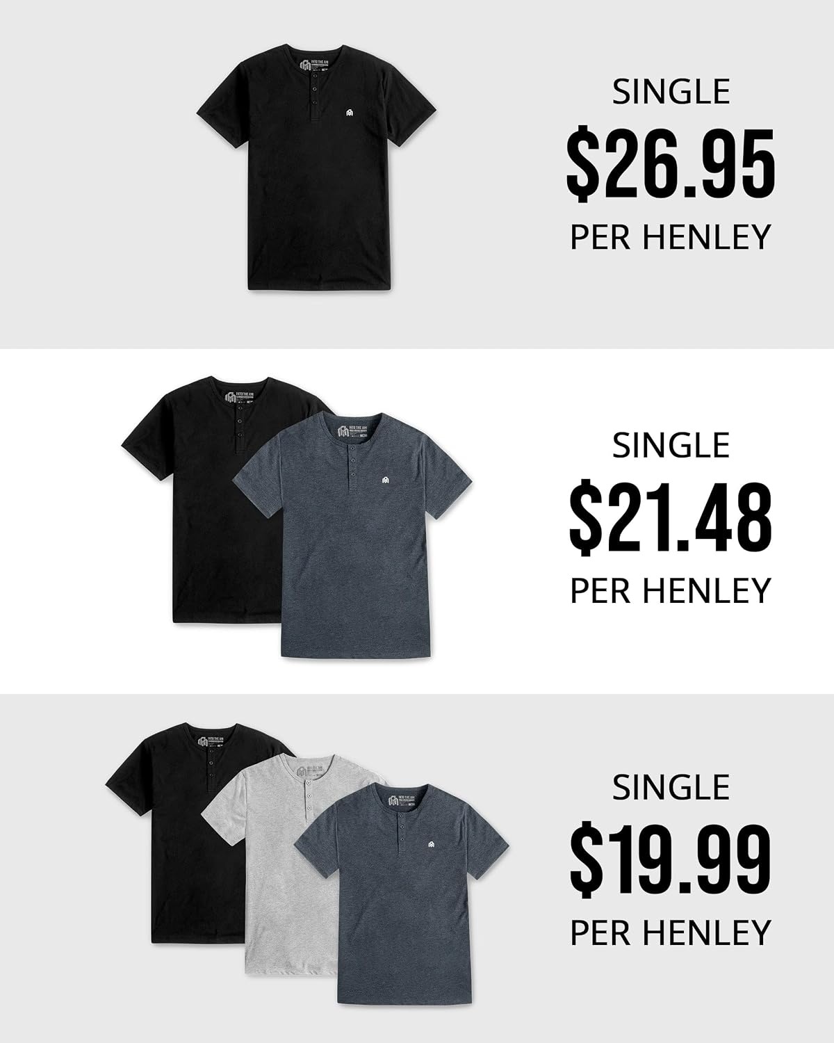image:imageHenley Shirts for Men Short Sleeve Casual Fitted 3 Button Crew S4XLGrey Logo