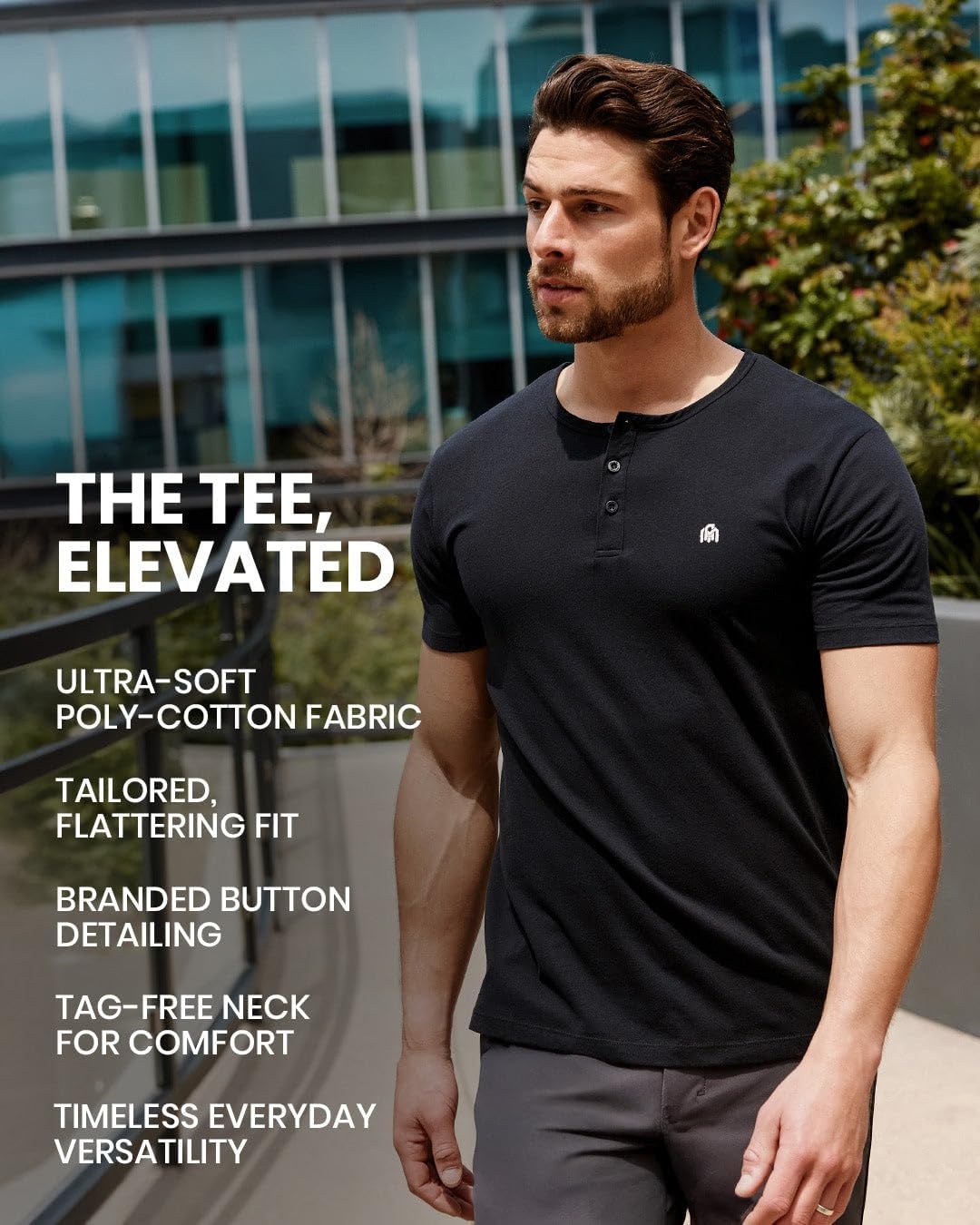 image:imageHenley Shirts for Men Short Sleeve Casual Fitted 3 Button Crew S4XLGrey Logo
