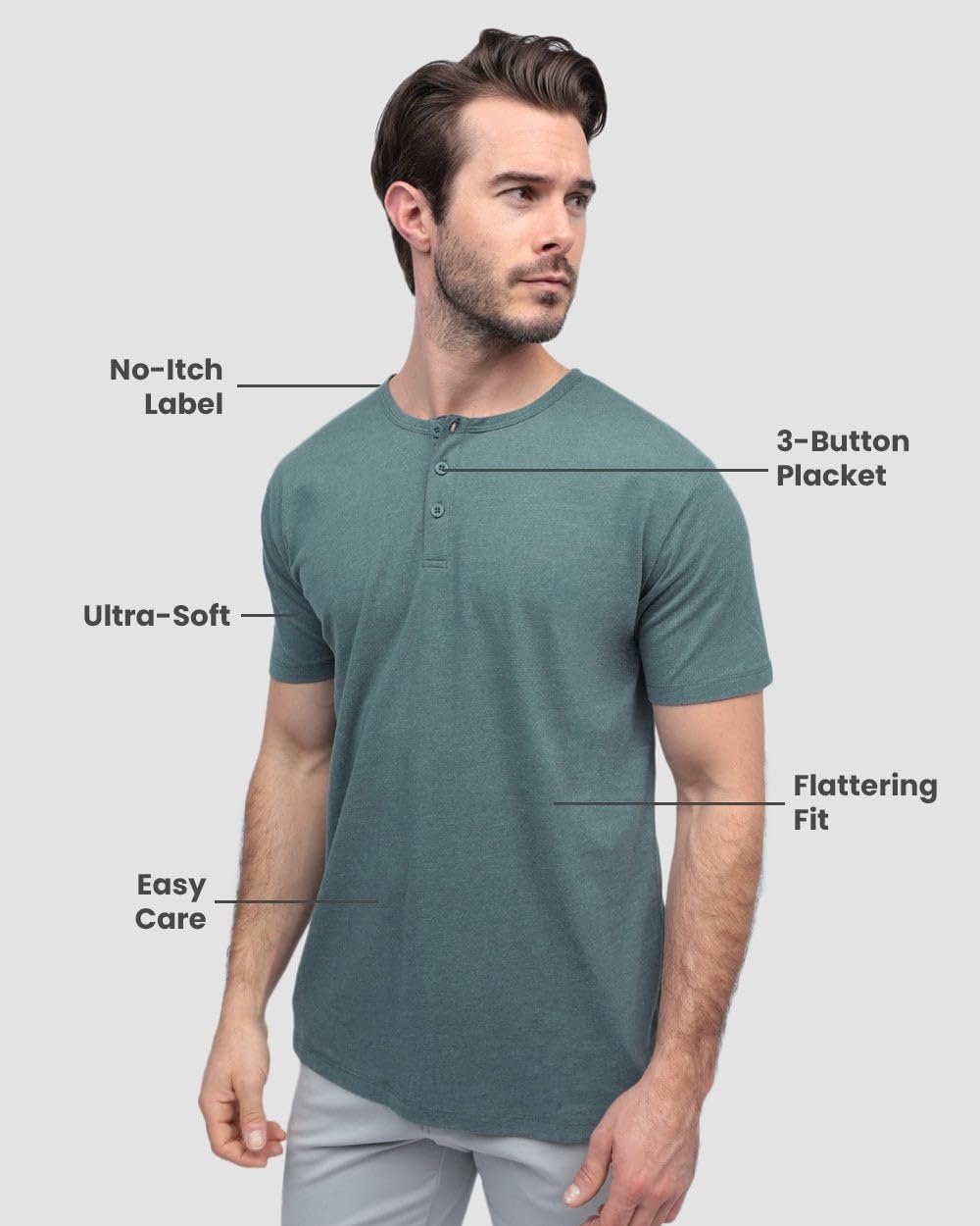 image:imageHenley Shirts for Men Short Sleeve Casual Fitted 3 Button Crew S4XLIndigo Nologo